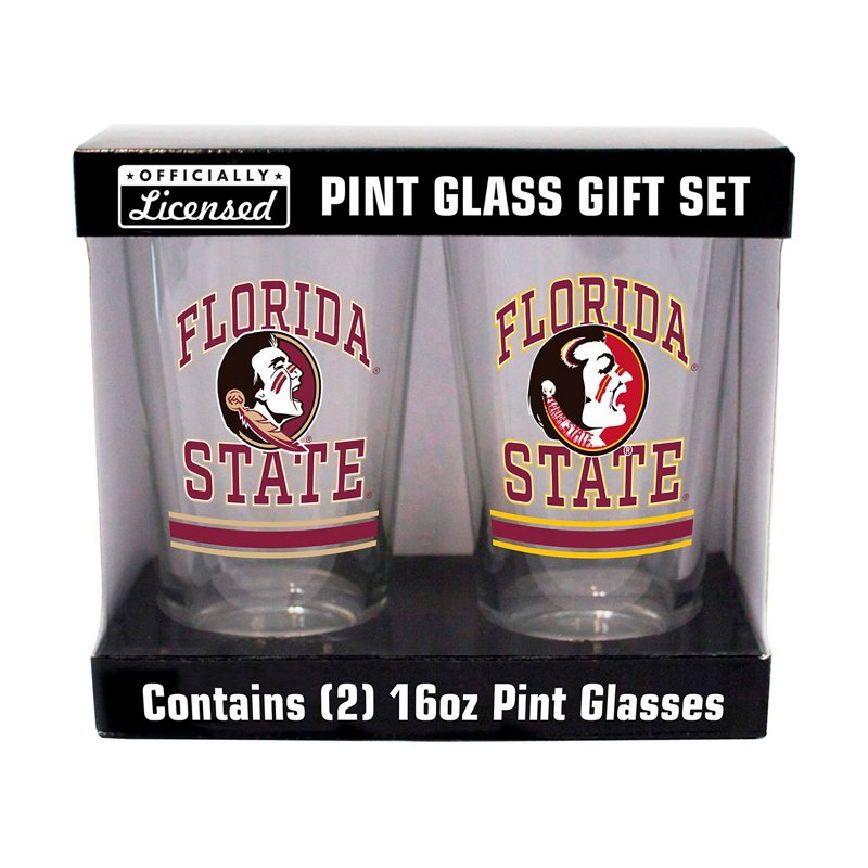 Logo Brands Florida State Seminoles 16oz Pint Glass Two Pack - NCAA Novelty at Academy Sports