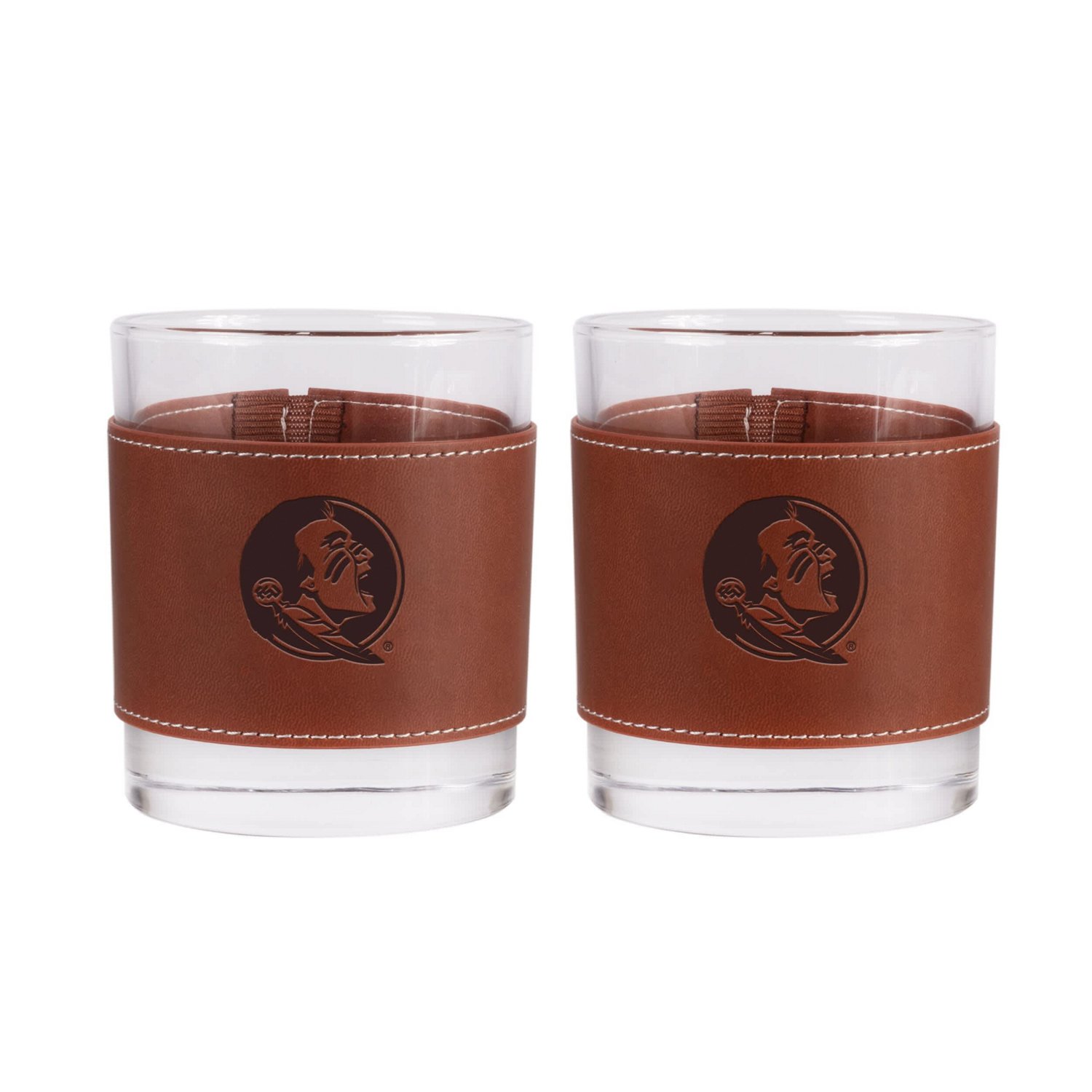 Florida State Seminoles 2-Pack 12oz Rocks Glass with Leather Wrap                                                                - view number 1
