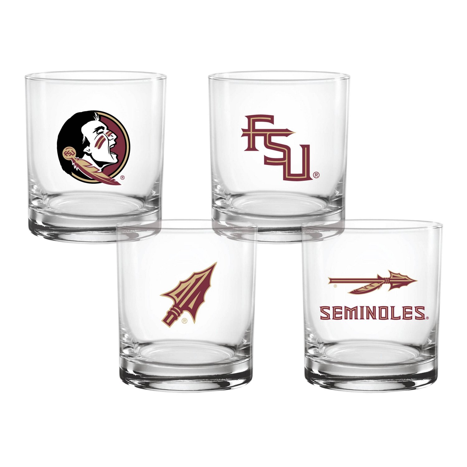 Florida State Seminoles 4-Pack Collector's 14oz Rocks Glass Set