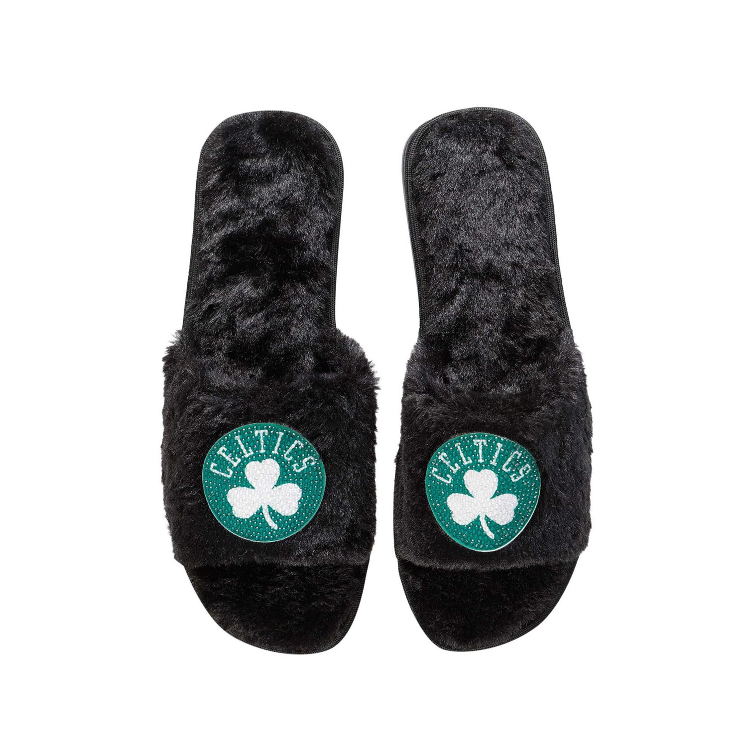 FOCO Boston Celtics Rhinestone Fuzzy Slippers