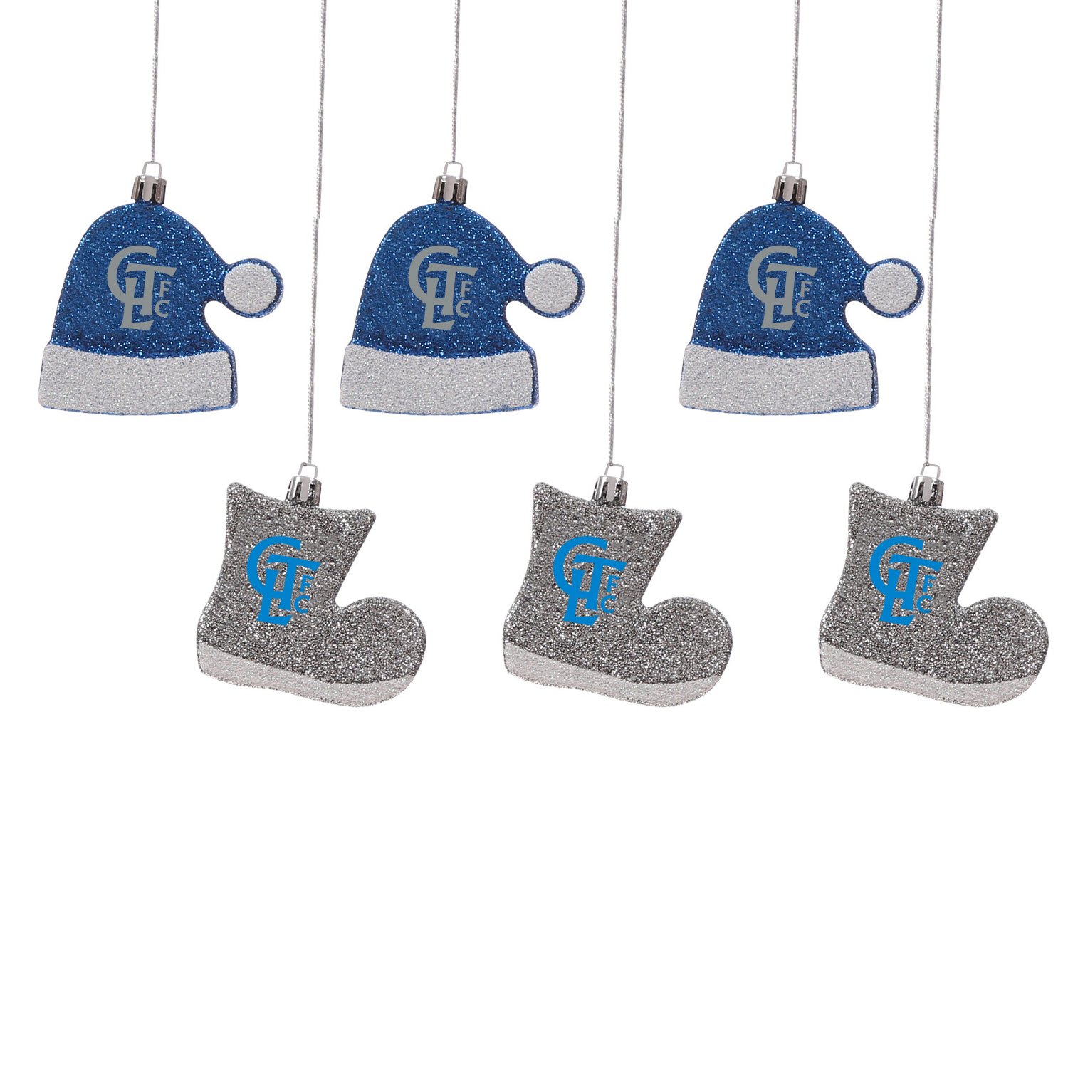 FOCO Charlotte FC Six-Pack Shatterproof Santa Hat  Stocking Ornament Set