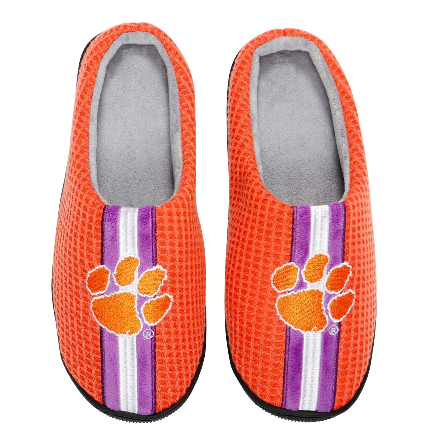 FOCO Clemson Tigers Team Stripe Memory Foam Slide Slippers