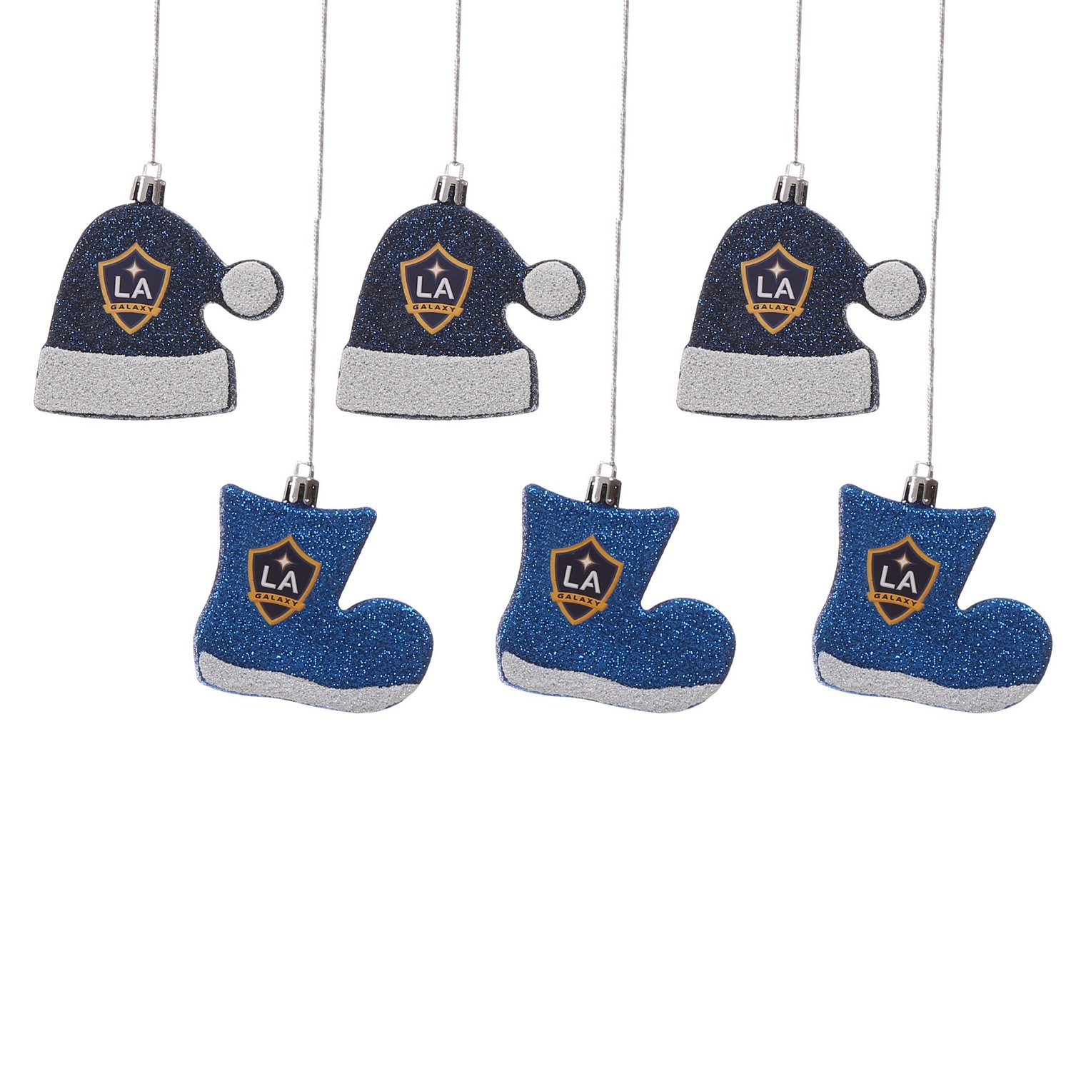 FOCO LA Galaxy Six-Pack Shatterproof Santa Hat  Stocking Ornament Set