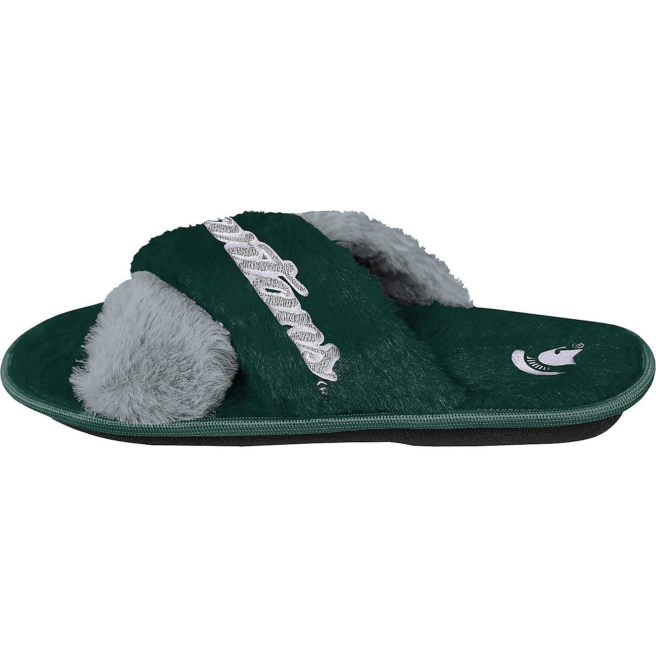 FOCO Michigan State Spartans Two-Tone Crossover Faux Fur Slide Slippers                                                          - view number 2