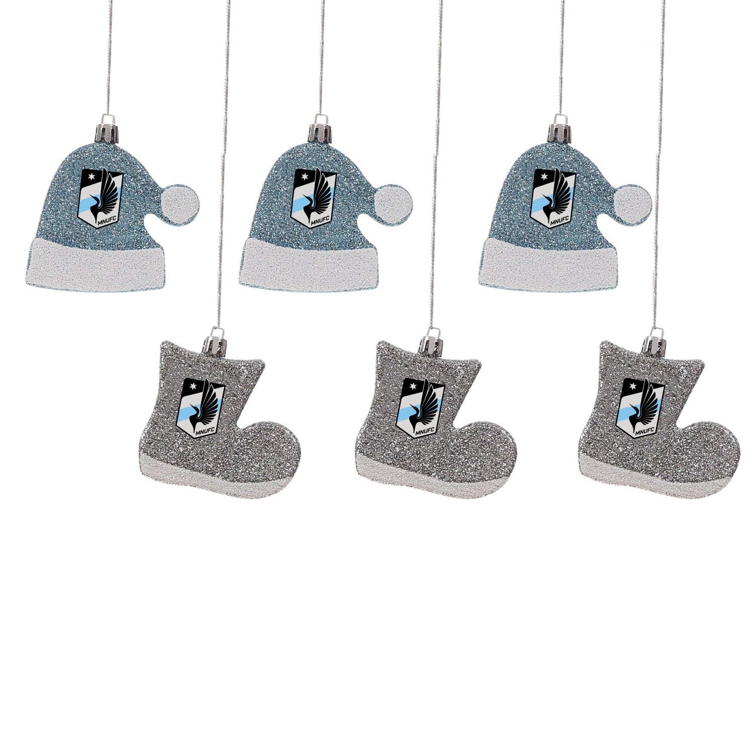 FOCO Minnesota United FC Six-Pack Shatterproof Santa Hat  Stocking Ornament Set