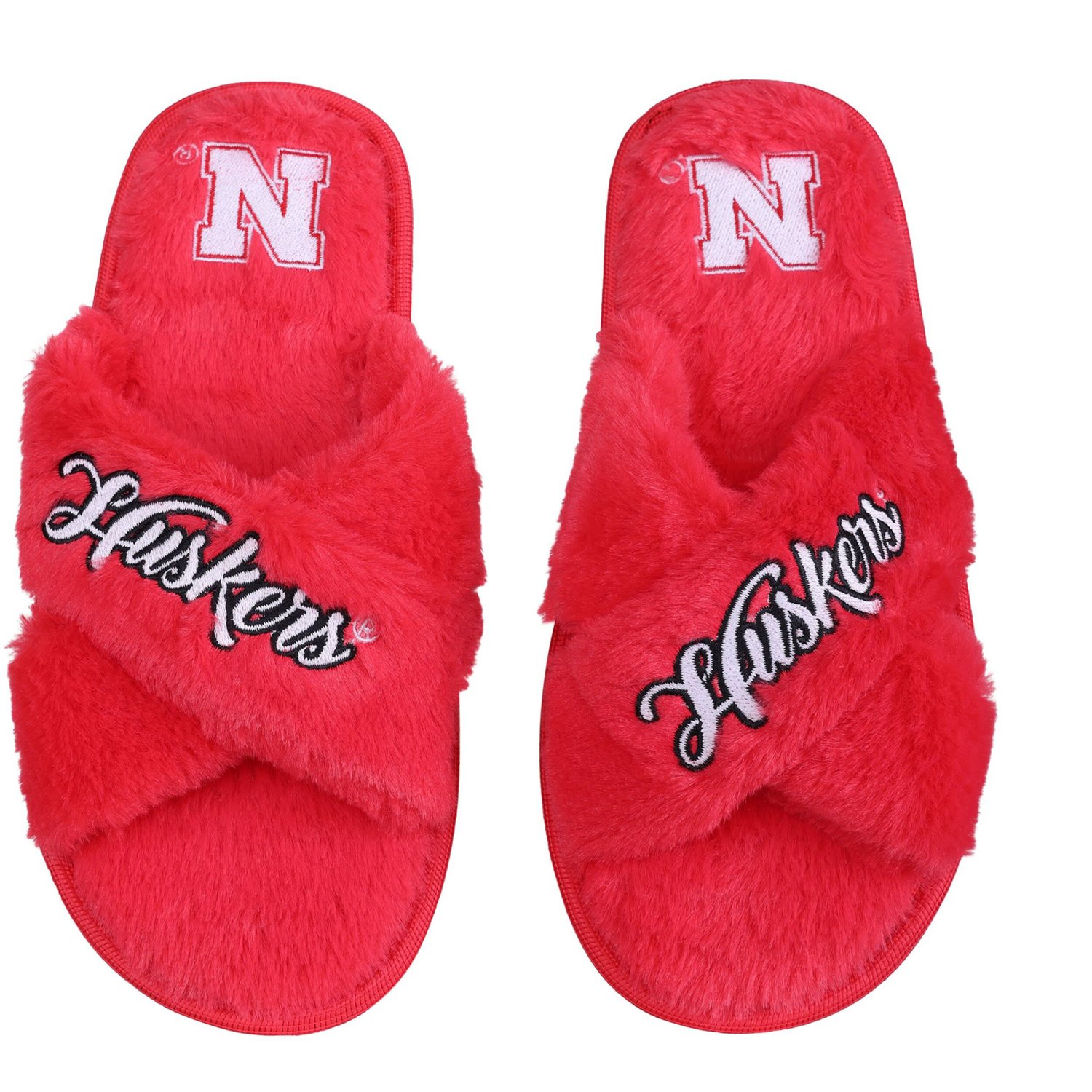 FOCO Nebraska Huskers Script Cross Slide Slippers