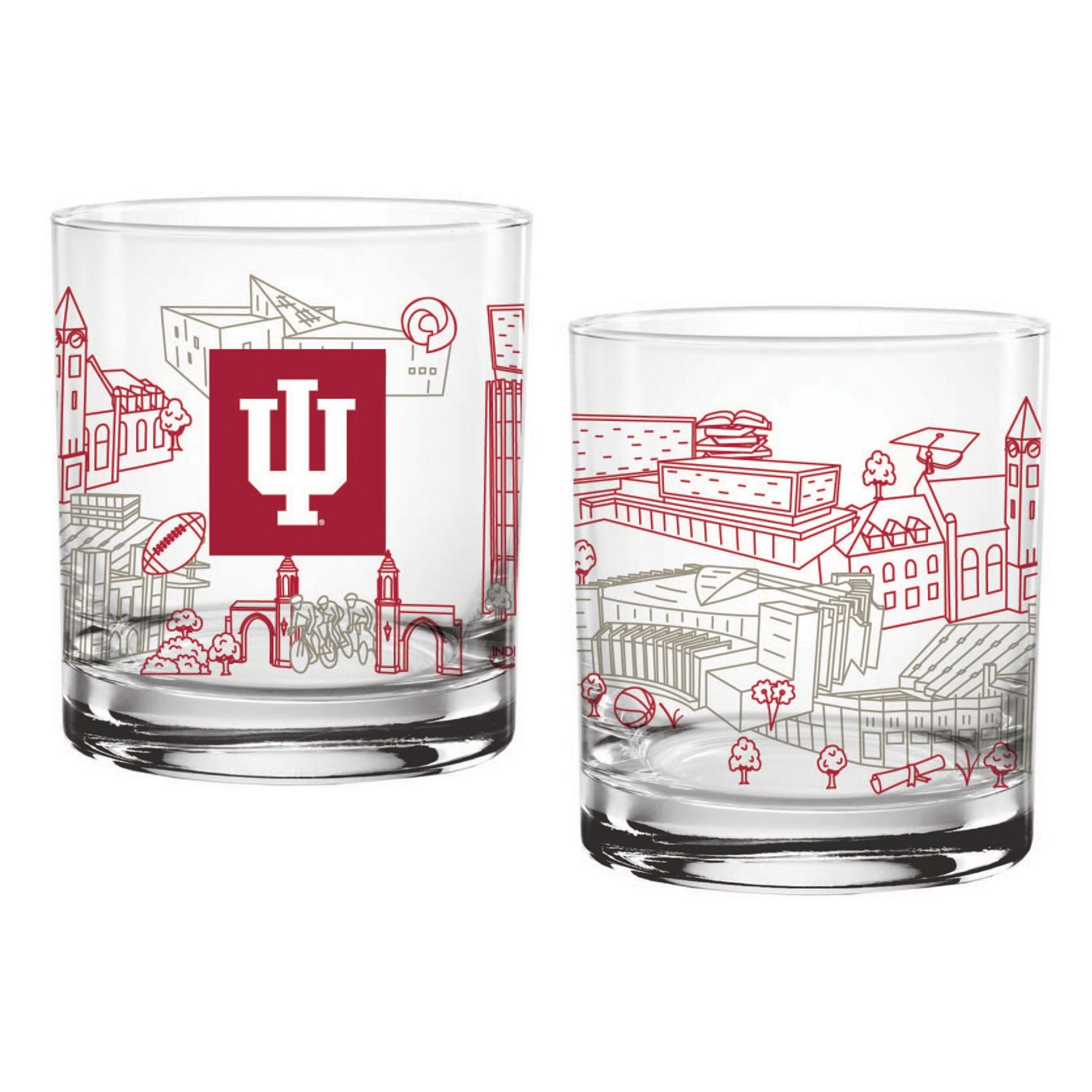 Indiana Hoosiers Two-Pack 14oz Campus Line Art Glass