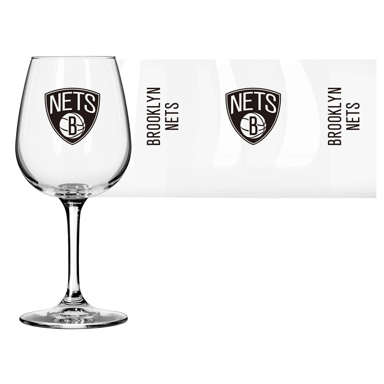 Logo Brands Brooklyn Nets 12 oz Stemmed Wine Glass                                                                               - view number 2