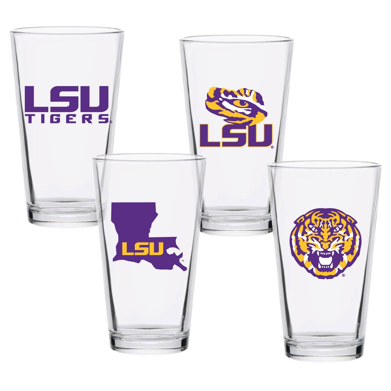 LSU Tigers 16oz Collector Pint Glass Four-Set