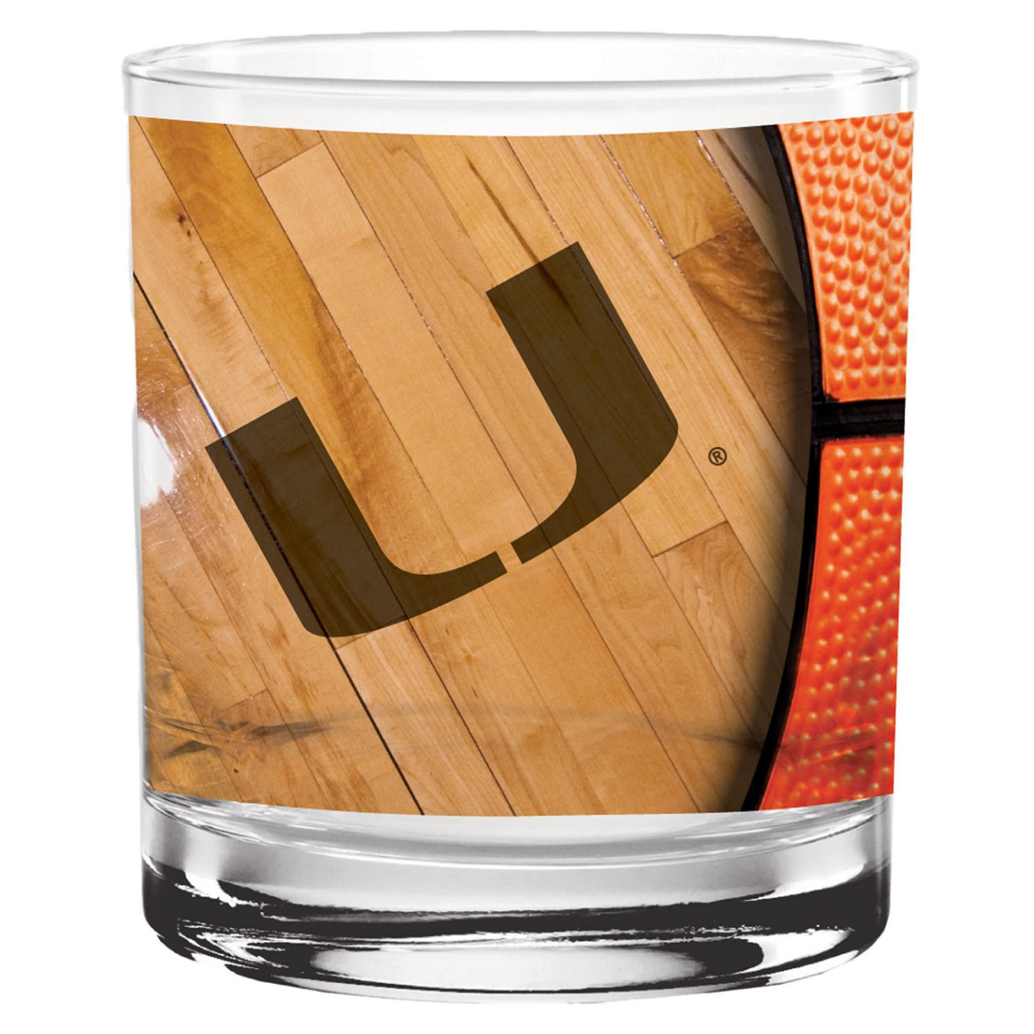 Miami Hurricanes 14oz Basketball Rocks Glass
