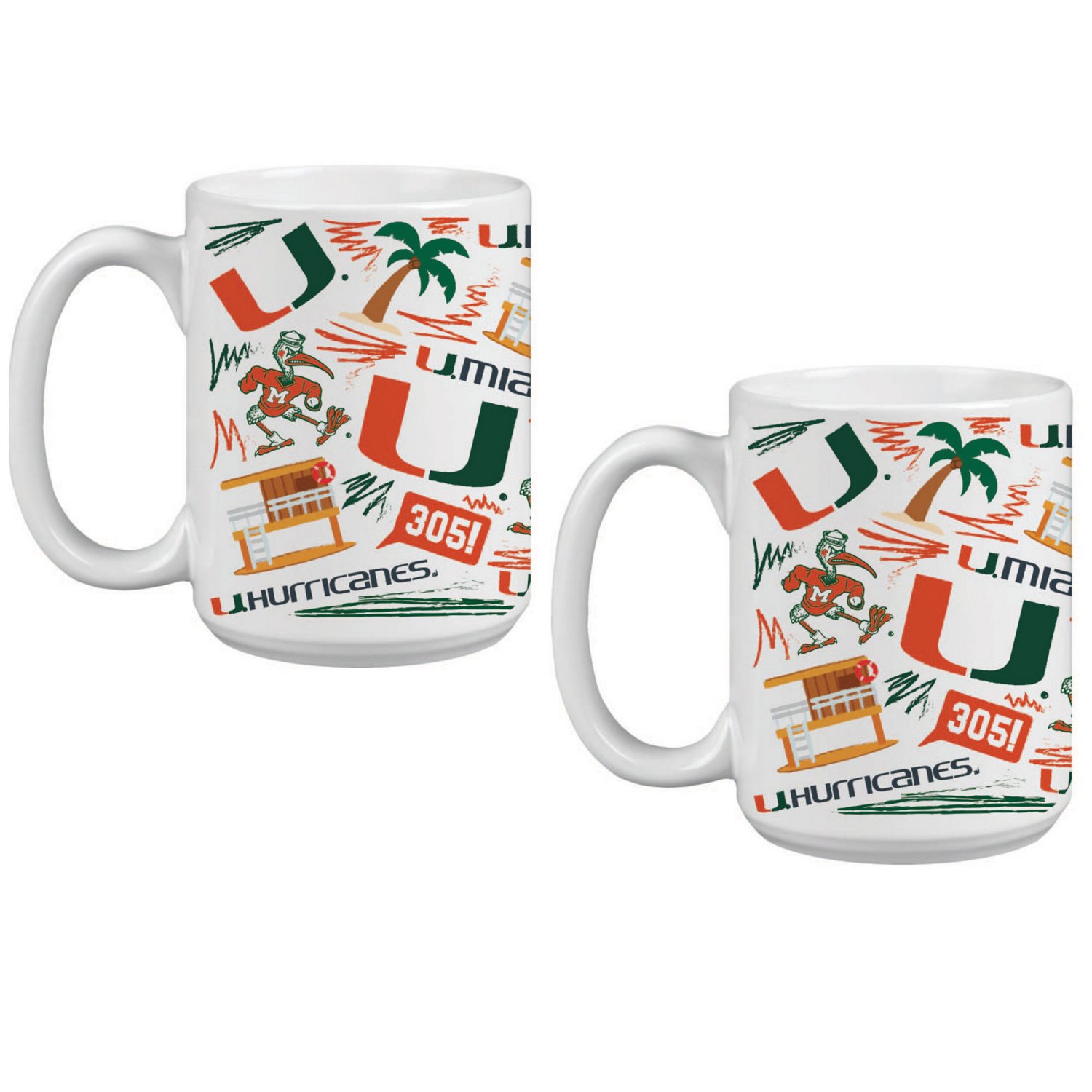 Miami Hurricanes 15oz Local Coffee Mug Two-Pack - view number 2
