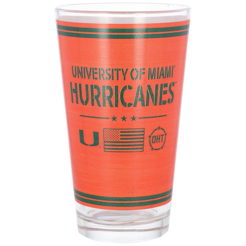 Indigo Falls Miami Hurricanes 16oz OHT Military Appreciation Pint Glass - NCAA Novelty at Academy Sports