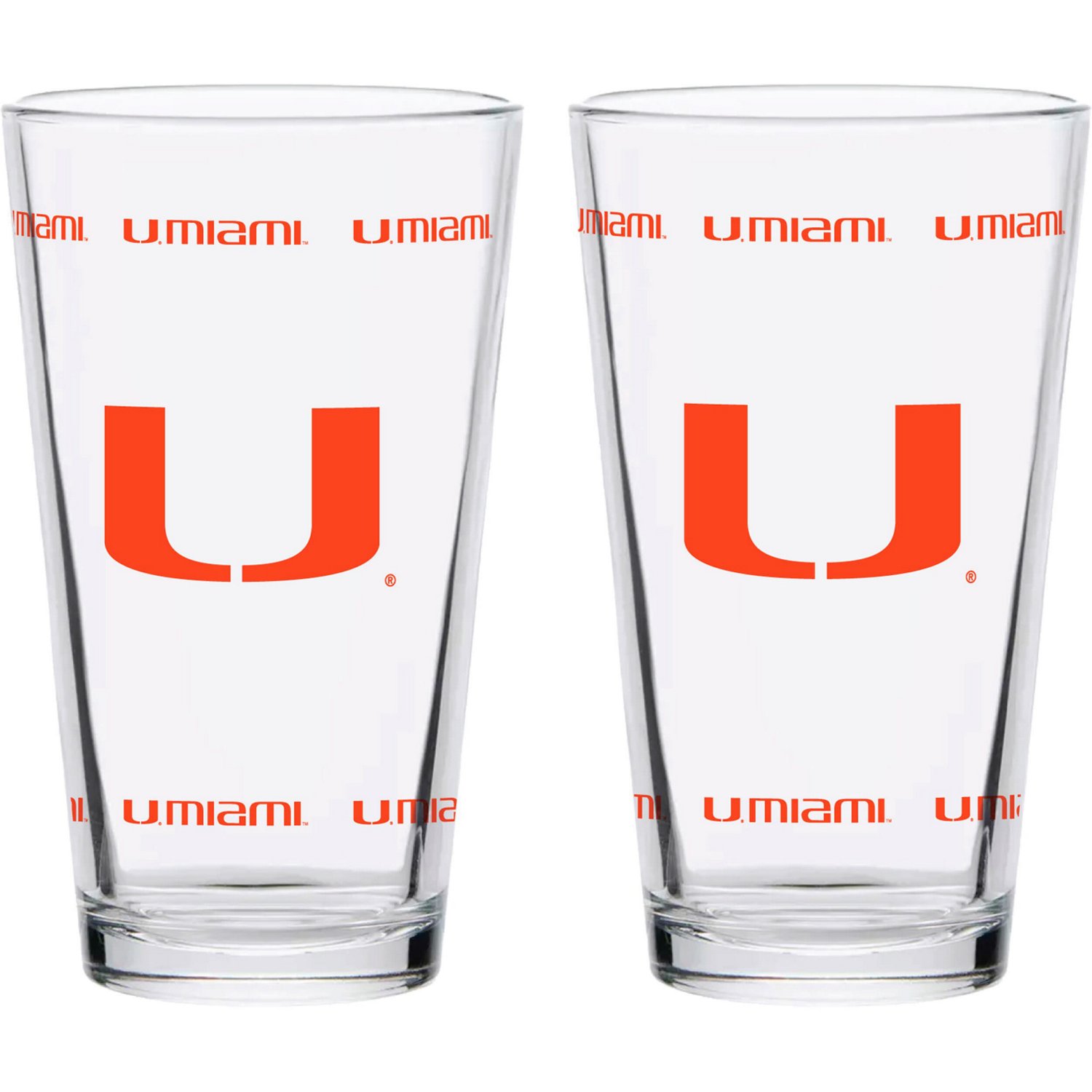 Miami Hurricanes Two-Pack Knockout 16oz Pint Glass Set - view number 1