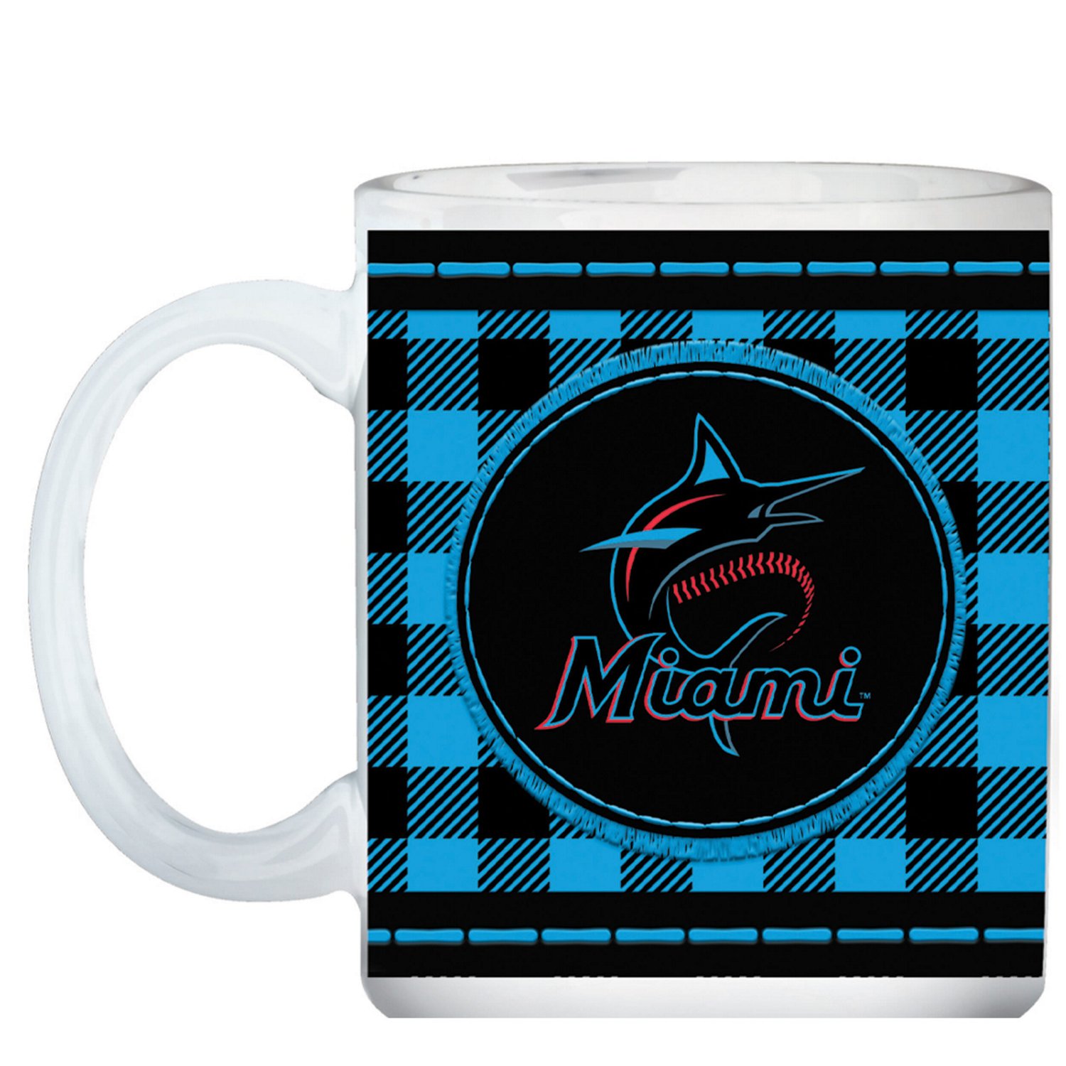 Miami Marlins 15oz Buffalo Plaid Father's Day Mug - view number 2