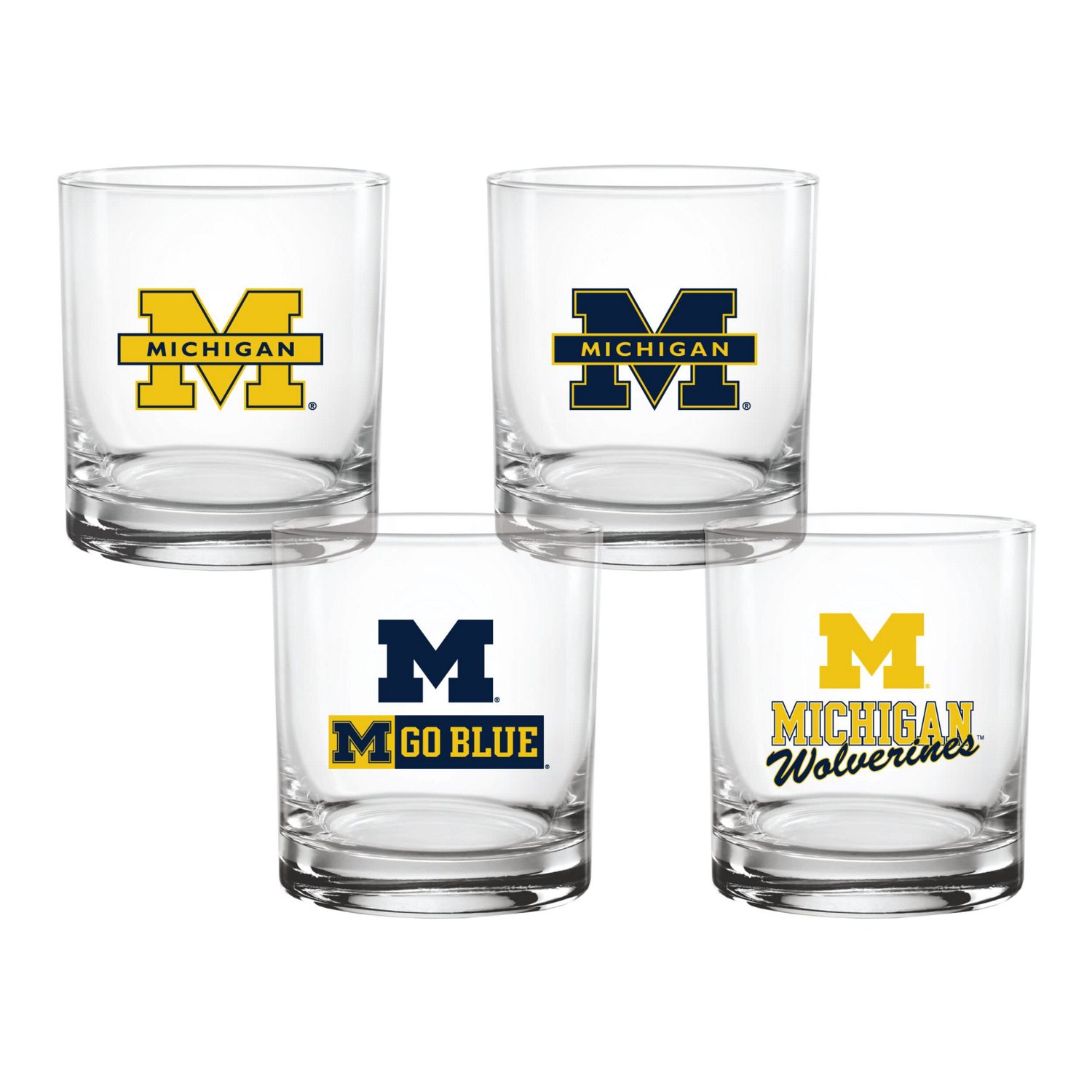 Michigan Wolverines 4-Pack Collector's 14oz Rocks Glass Set - view number 1