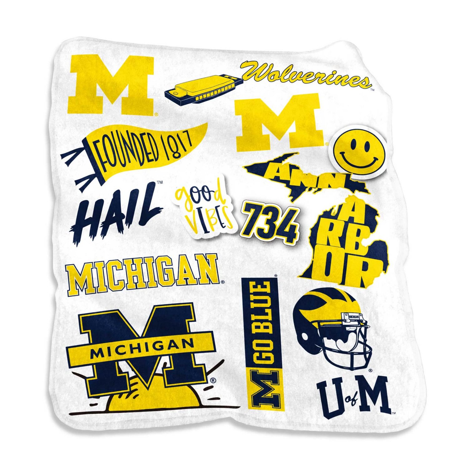 Michigan Wolverines 50'' x 60'' Native Raschel Plush Throw Blanket