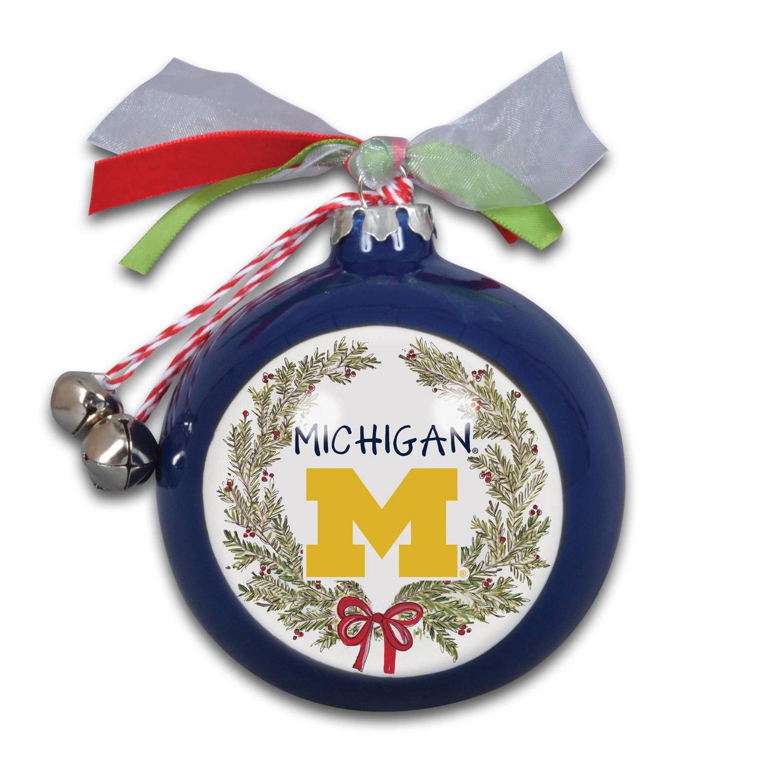 Michigan Wolverines Wreath Kickoff Painted Ornament                                                                              - view number 1