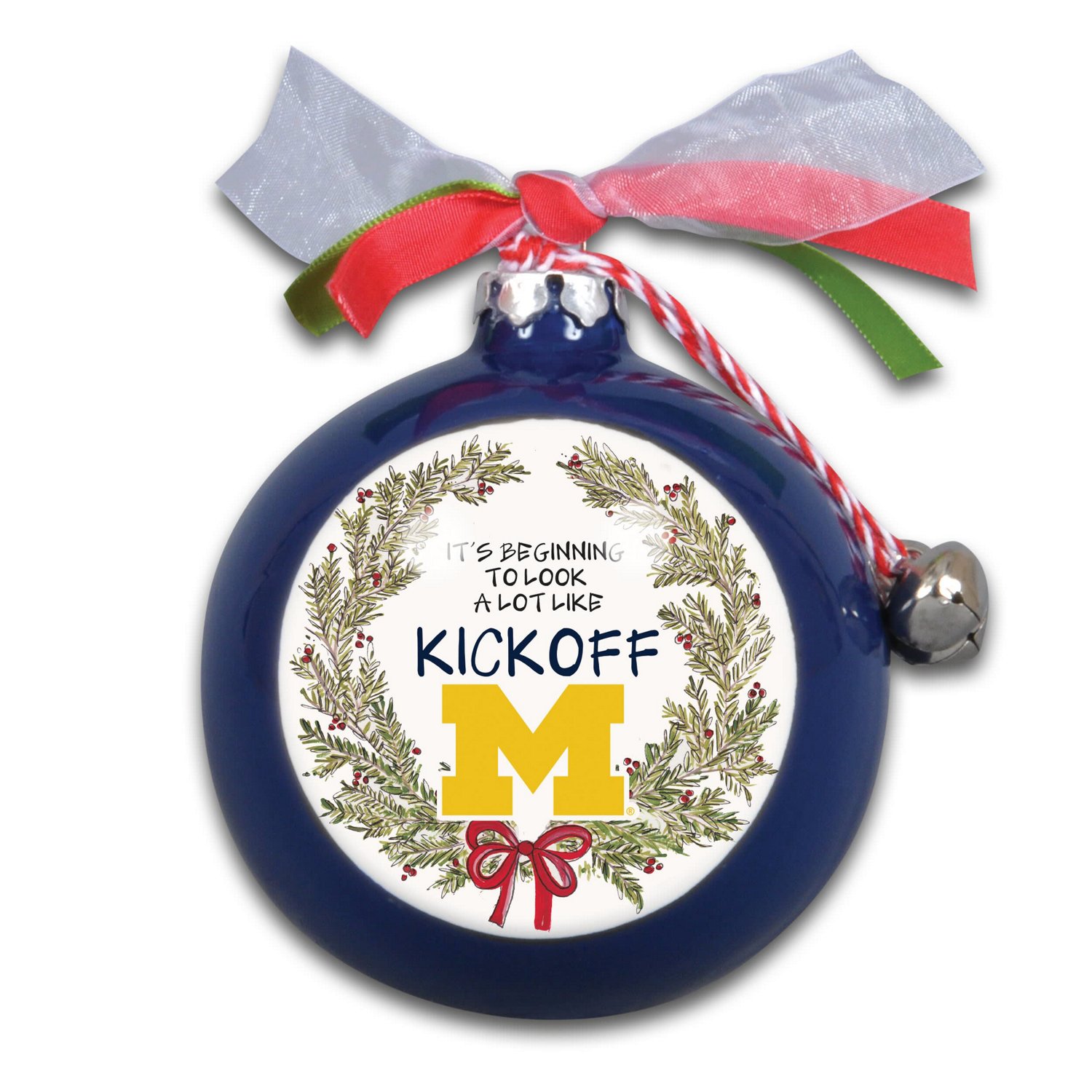 Michigan Wolverines Wreath Kickoff Painted Ornament                                                                              - view number 2