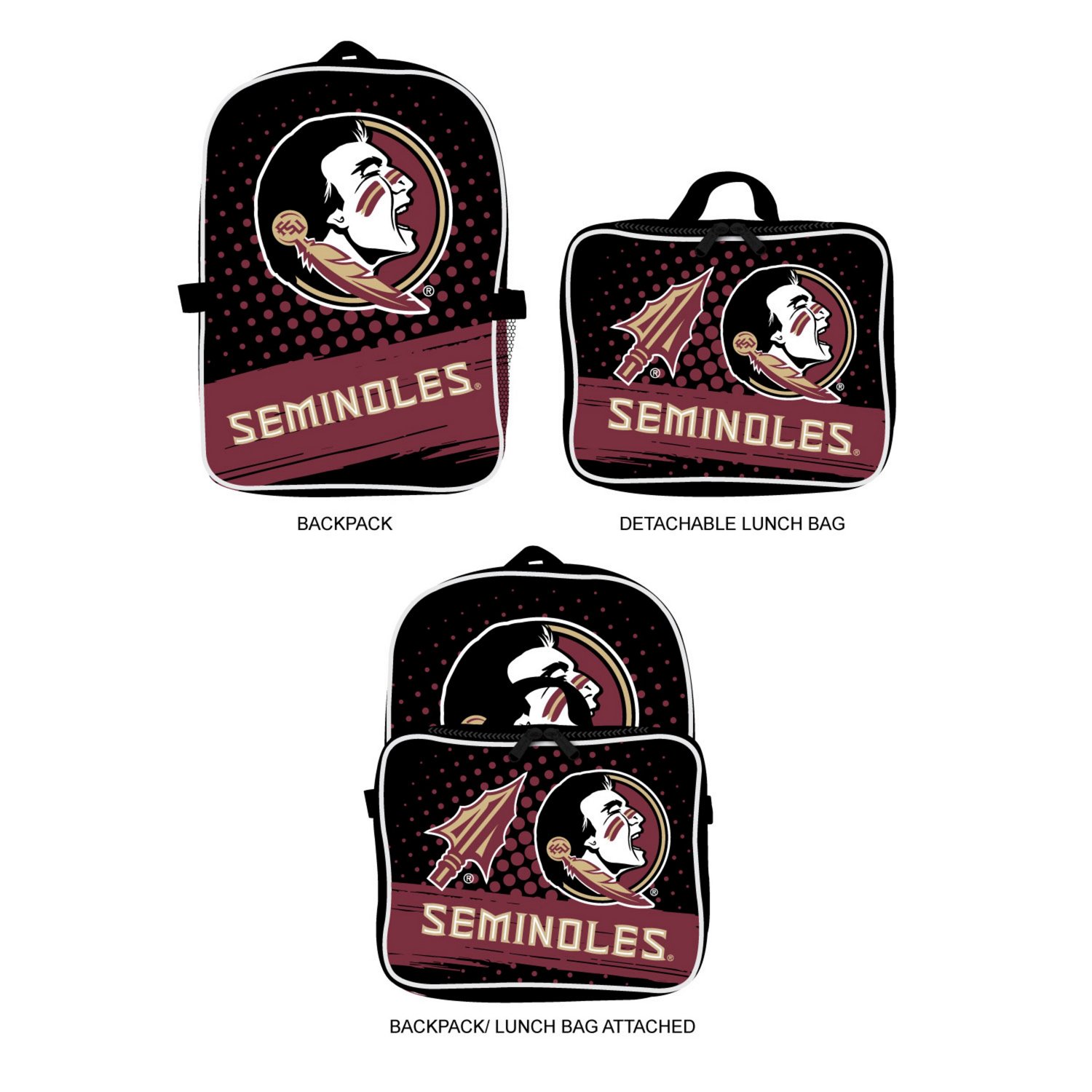 MOJO Florida State Seminoles Backpack  Lunch Box 2-Piece Set