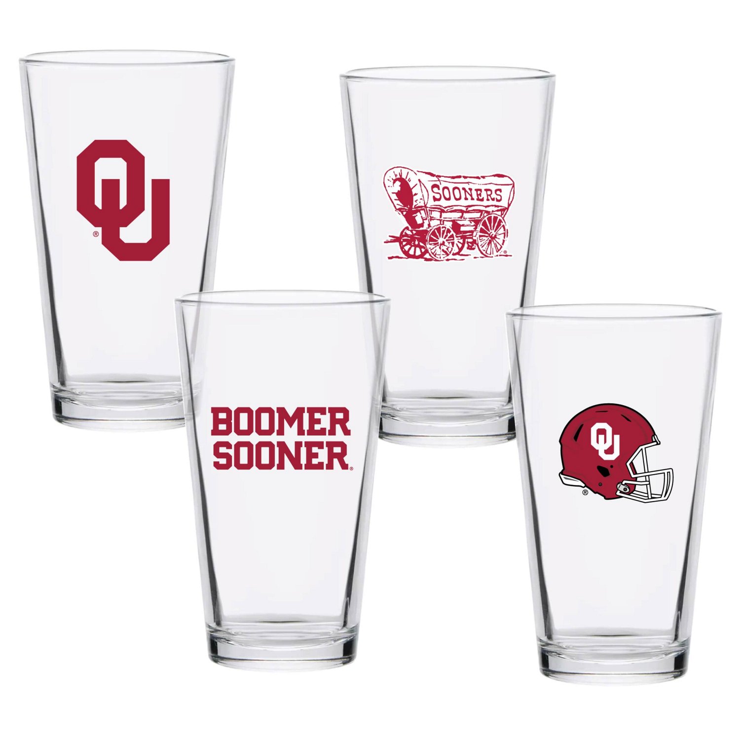 Oklahoma Sooners 16oz Collector Pint Glass Four-Set