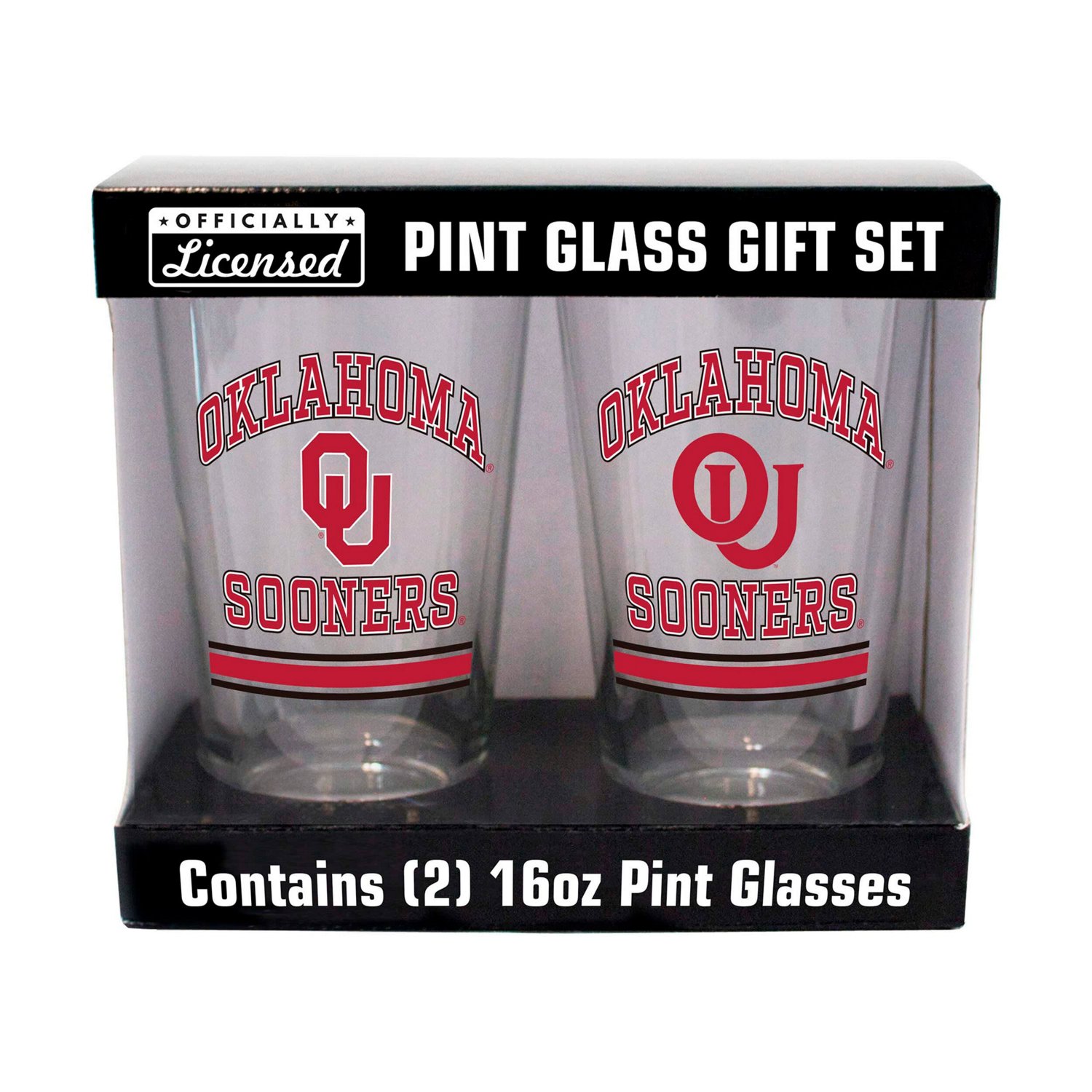 Oklahoma Sooners 16oz Pint Glass Two Pack