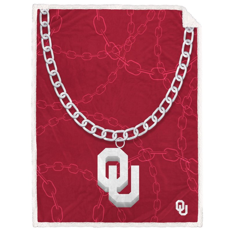 Pegasus Sports Oklahoma Sooners 60" x 80" Fan Chain Flannel Sherpa Blanket - NCAA Novelty at Academy Sports