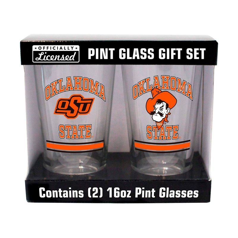 Logo Brands Oklahoma State Cowboys 16oz Pint Glass Two Pack - NCAA Novelty at Academy Sports