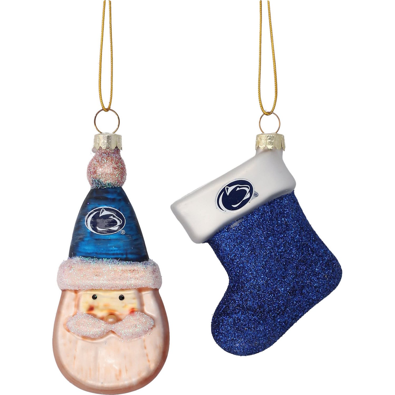 Penn State Nittany Lions Two-Pack Santa  Stocking Blown Glass Ornament Set