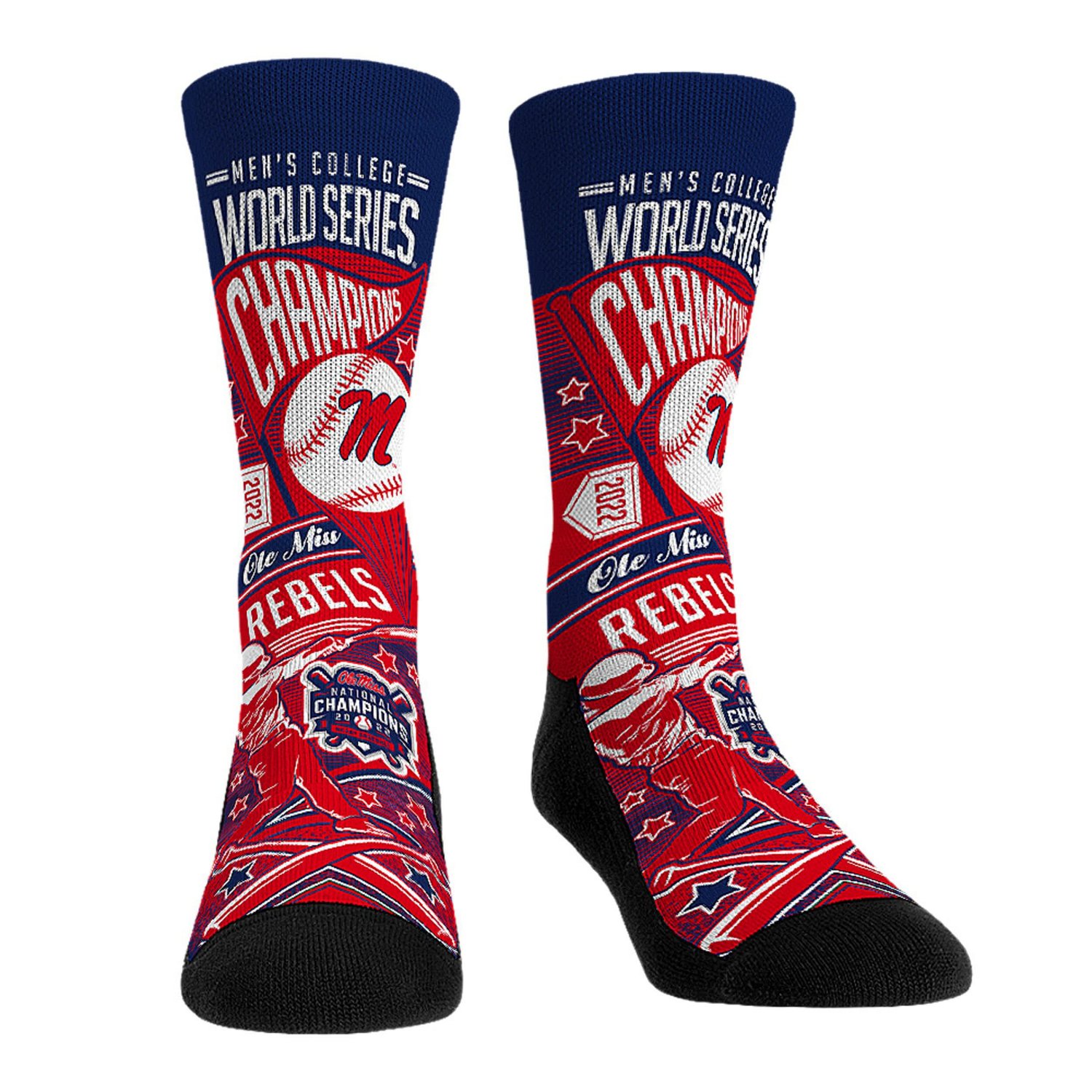Rock Em Socks Ole Miss Rebels 2022 NCAA Men's Baseball College World Series Champions Crew Socks - view number 1