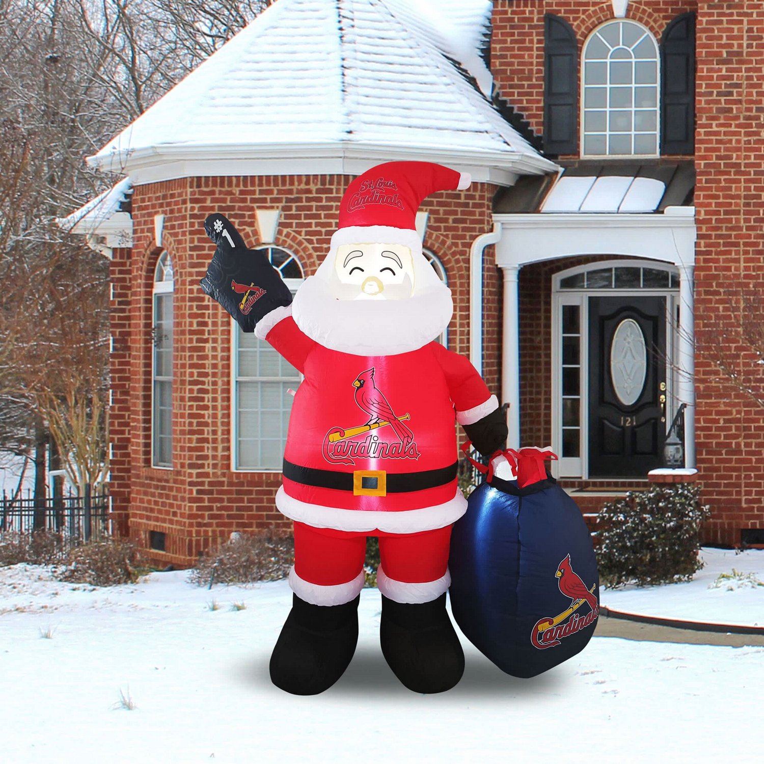 St Louis Cardinals 7' Inflatable Santa