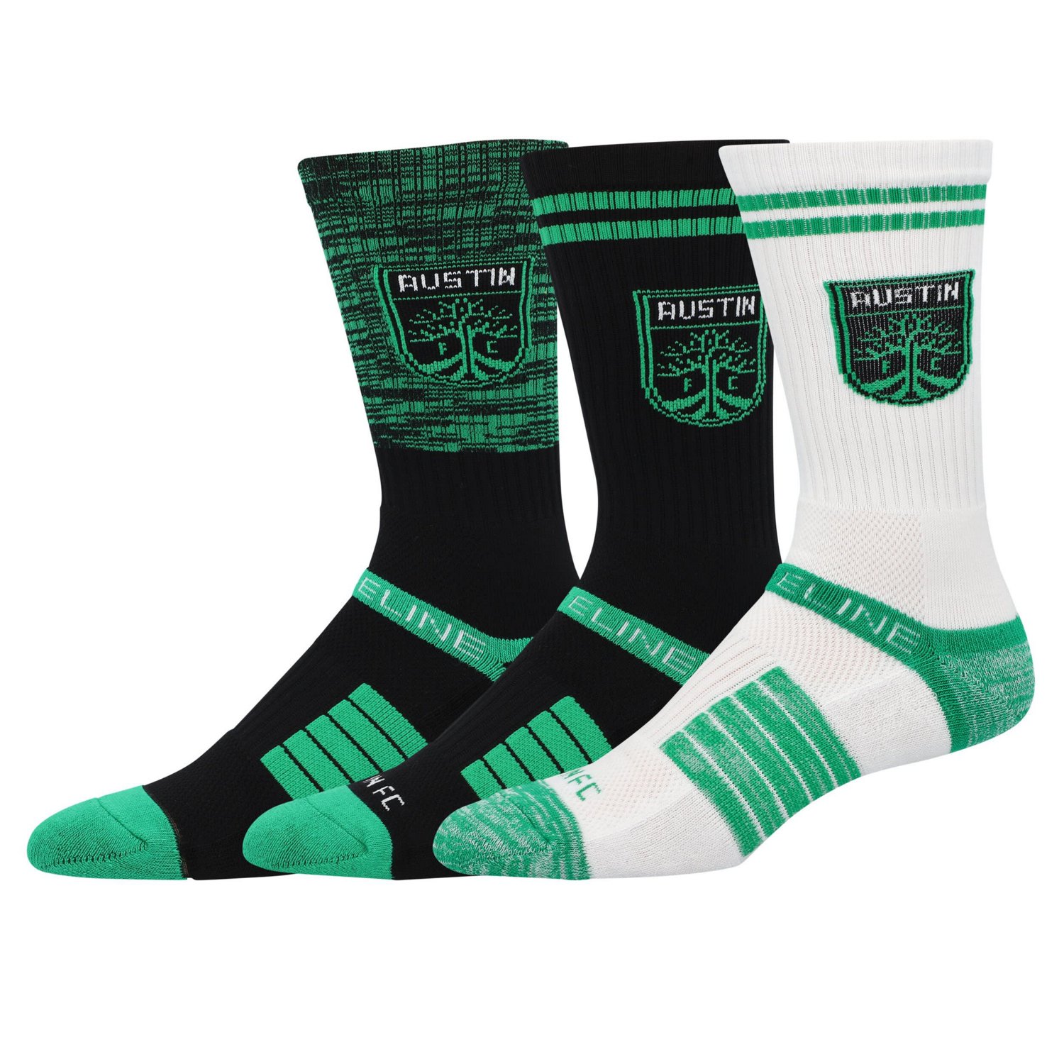 Strideline Austin FC Premium 3-Pack Knit Crew Socks Set
