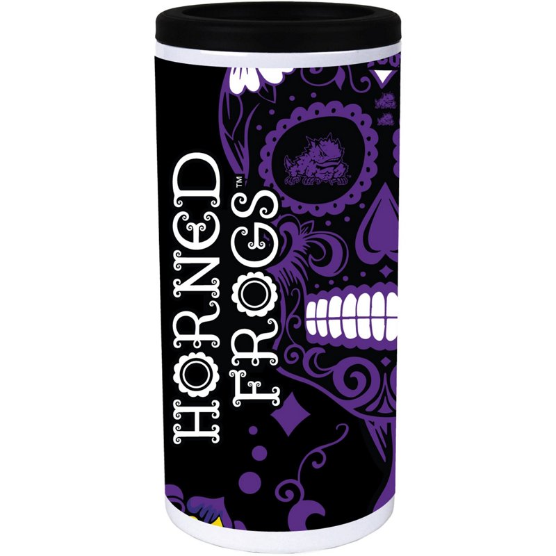 Indigo Falls TCU Horned Frogs Dia Stainless Steel 12oz Slim Can Cooler White - NCAA Novelty at Academy Sports