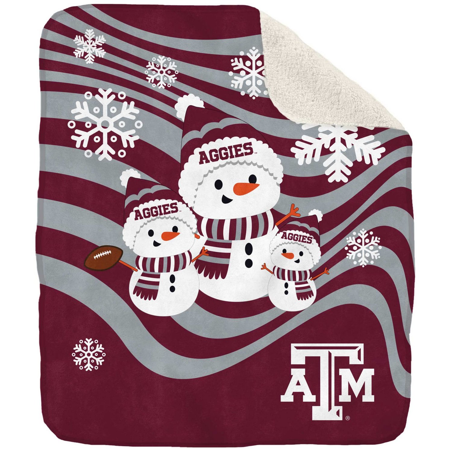 Texas AM Aggies 50'' x 60'' Snowman Sherpa Blanket