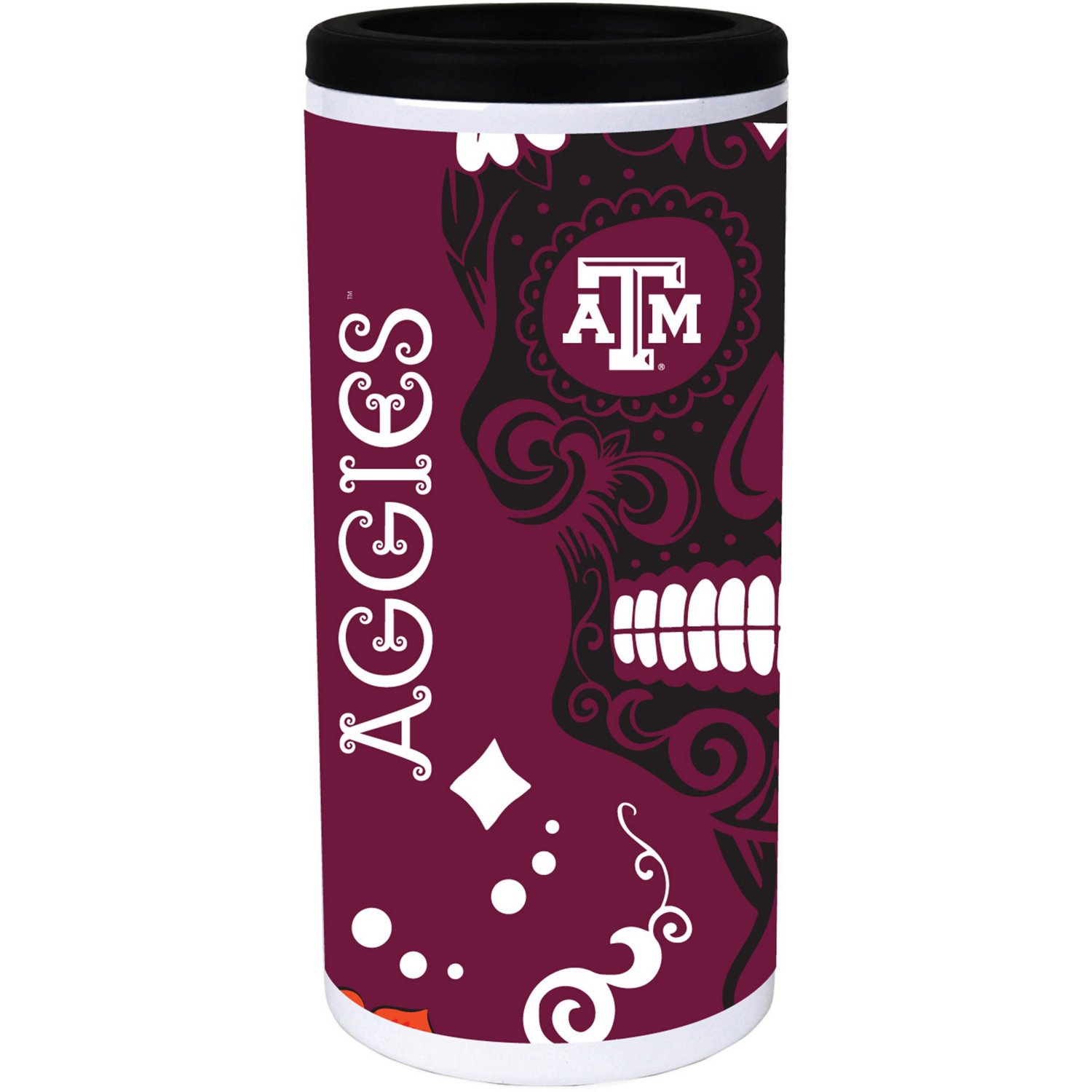 Texas AM Aggies Dia Stainless Steel 12oz Slim Can Cooler