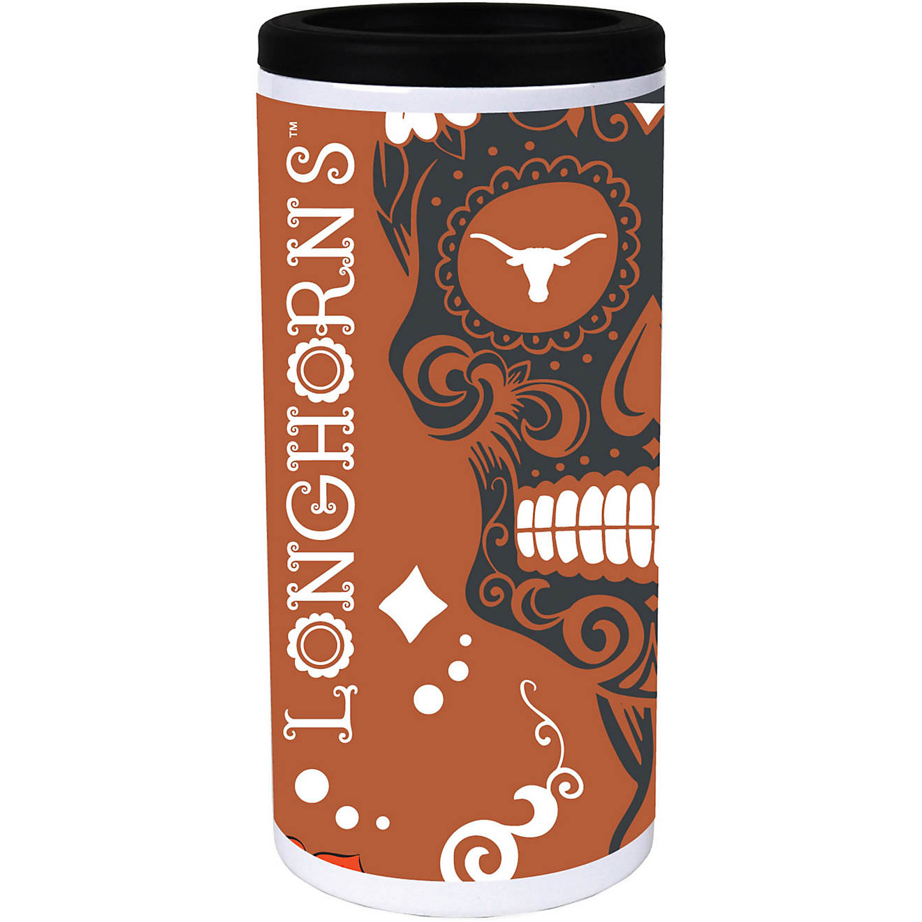 Texas Longhorns Dia Stainless Steel 12oz Slim Can Cooler                                                                         - view number 1