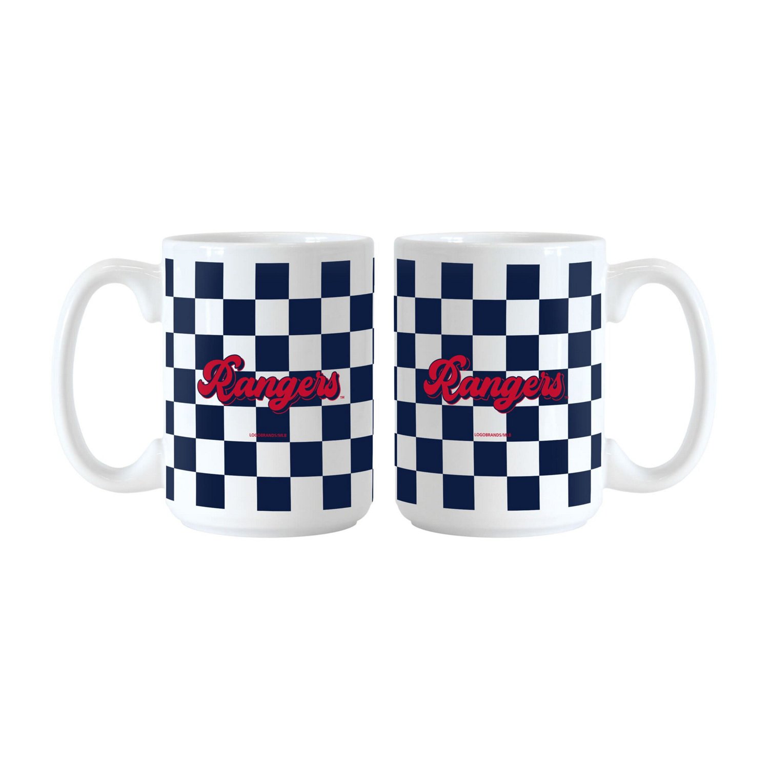 Texas Rangers 2-Pack 15oz Checkered Wordmark Mug Set