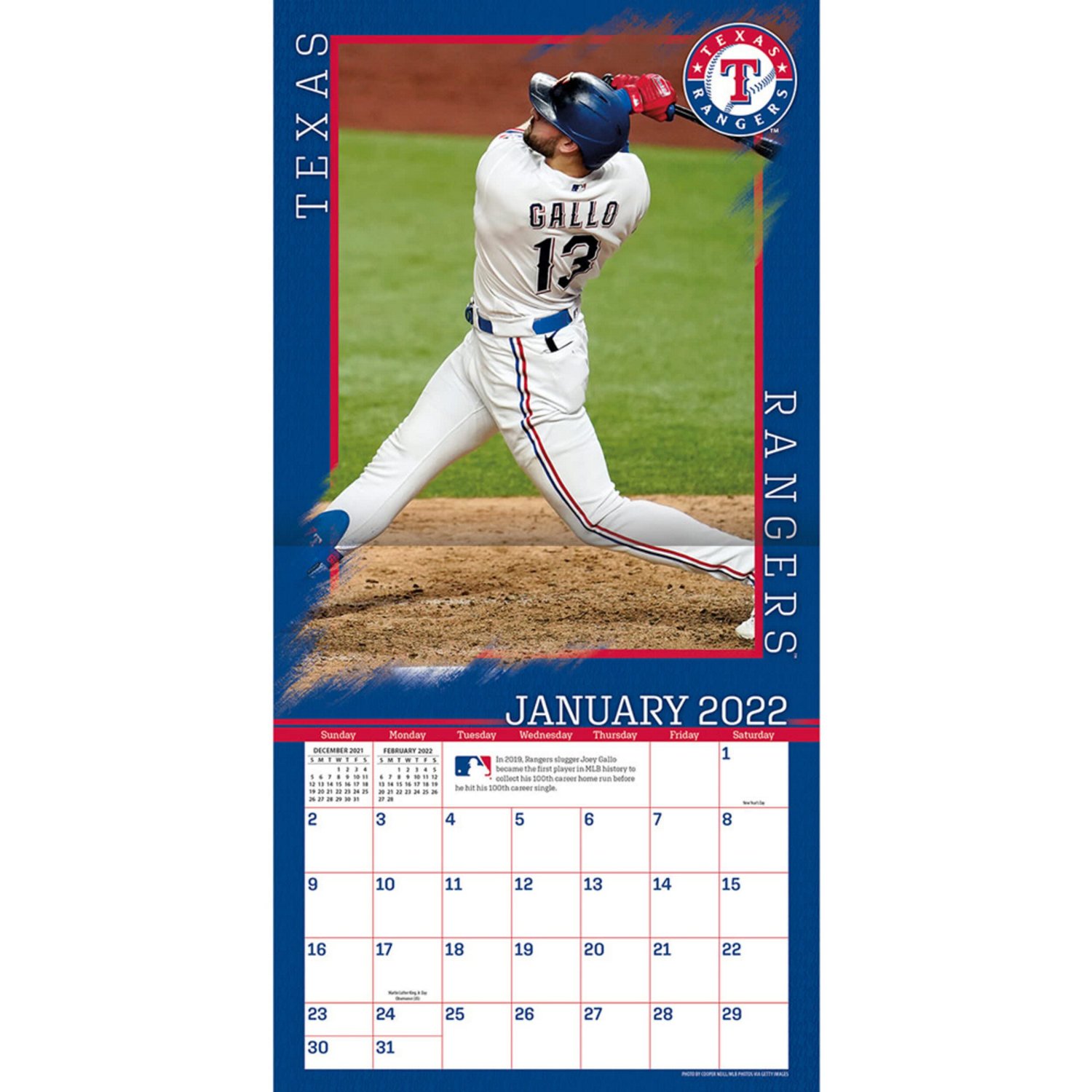 Texas Rangers 2022 Wall Calendar