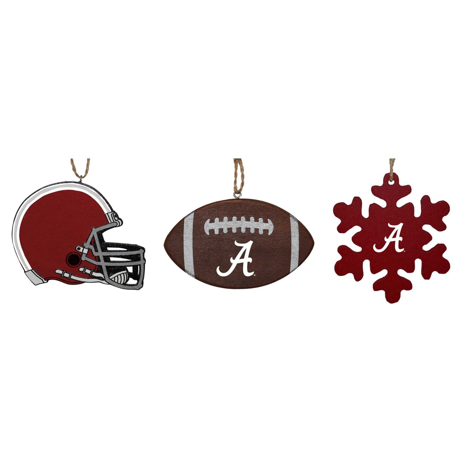 The Memory Company Alabama Crimson Tide Three-Pack Helmet Football  Snowflake Ornament Set