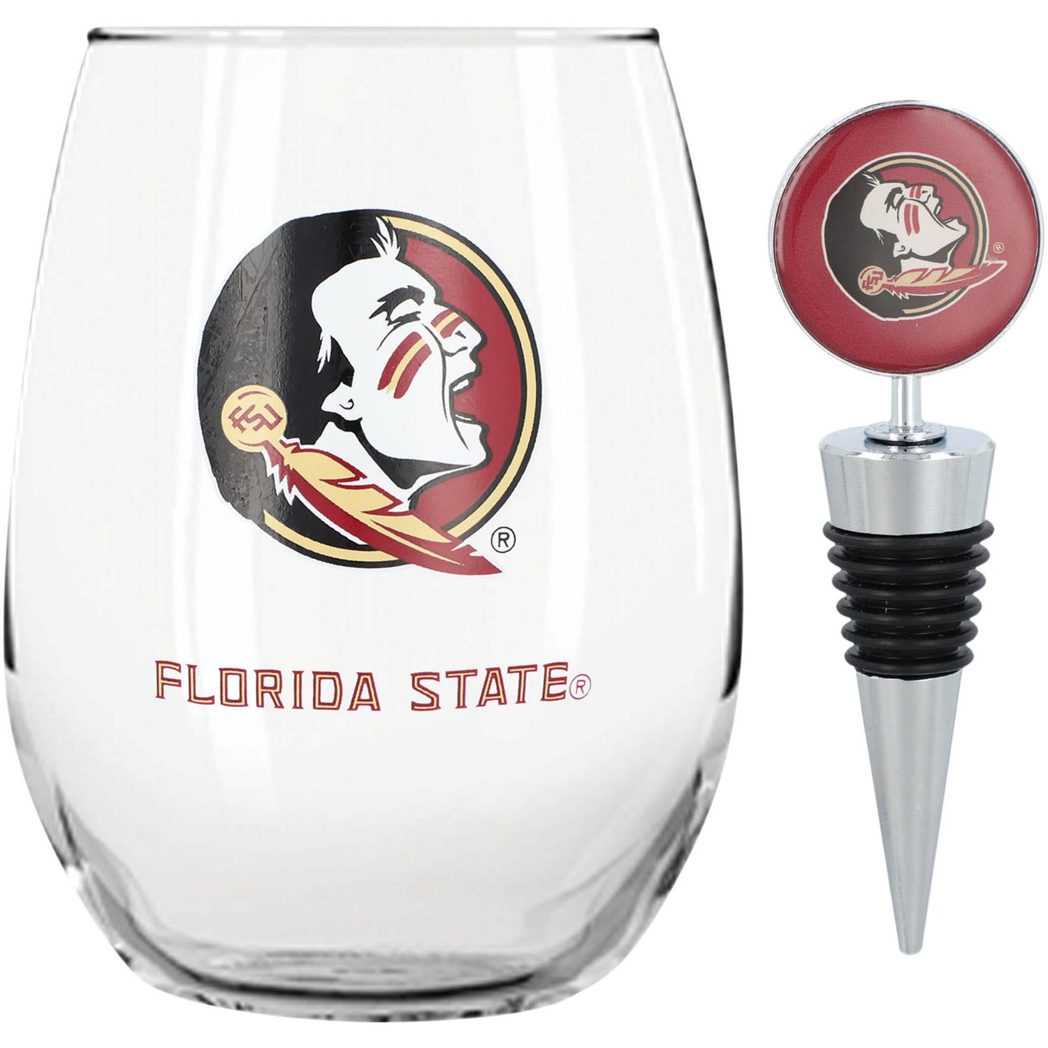 The Memory Company Florida State Seminoles 15oz Stemless Tumbler With Wine Bottle Stopper