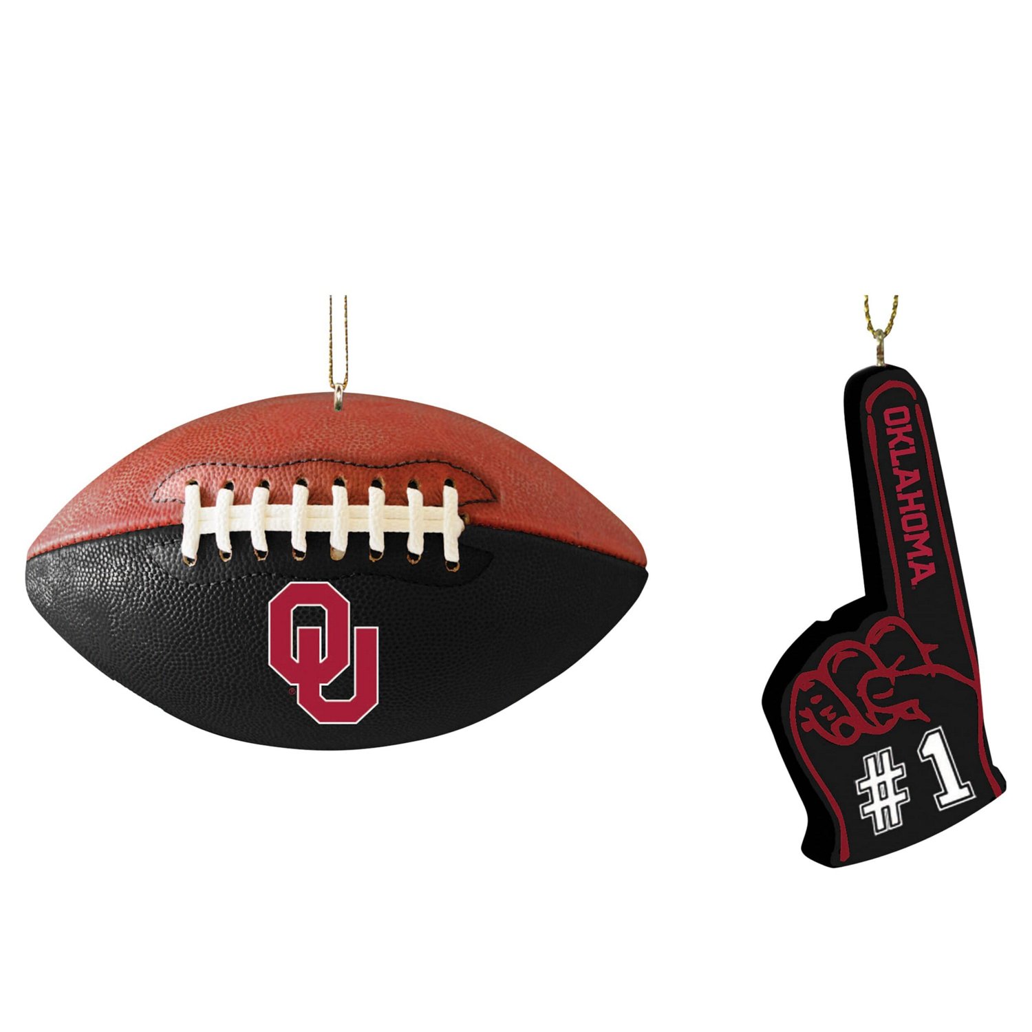 The Memory Company Oklahoma Sooners Two-Pack Football  Foam Finger Ornament Set