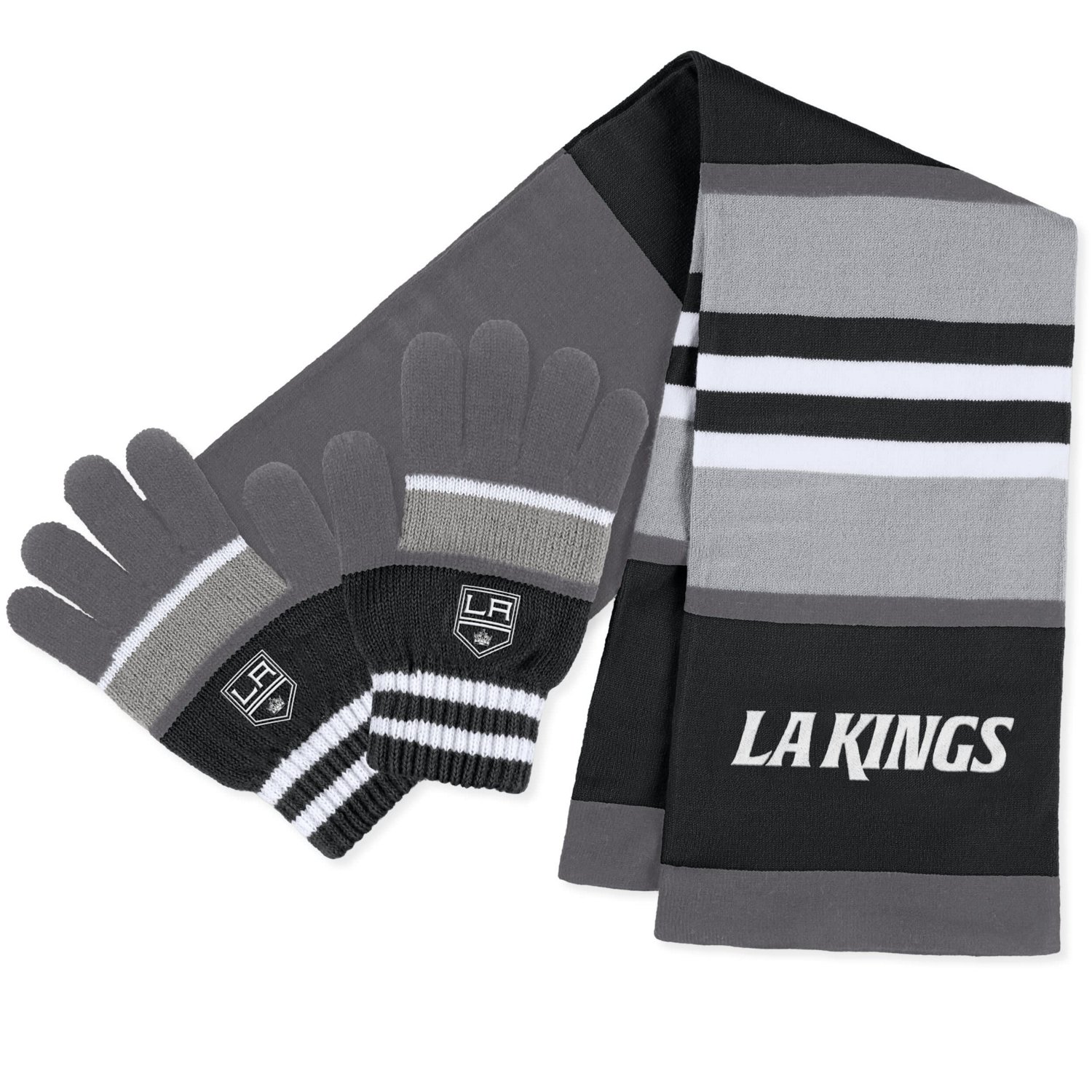 WEAR by Erin Andrews Los Angeles Kings Stripe Glove  Scarf Set                                                                   - view number 1