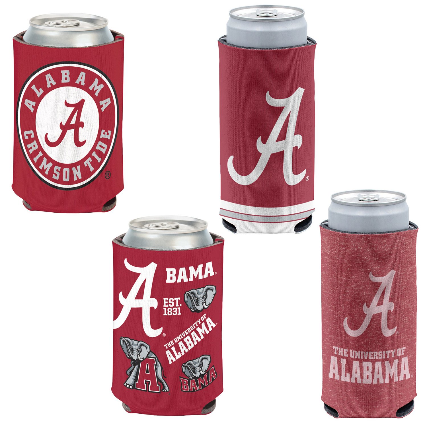 WinCraft Alabama Crimson Tide 4-Pack 12oz Can  Slim Can Cooler Set