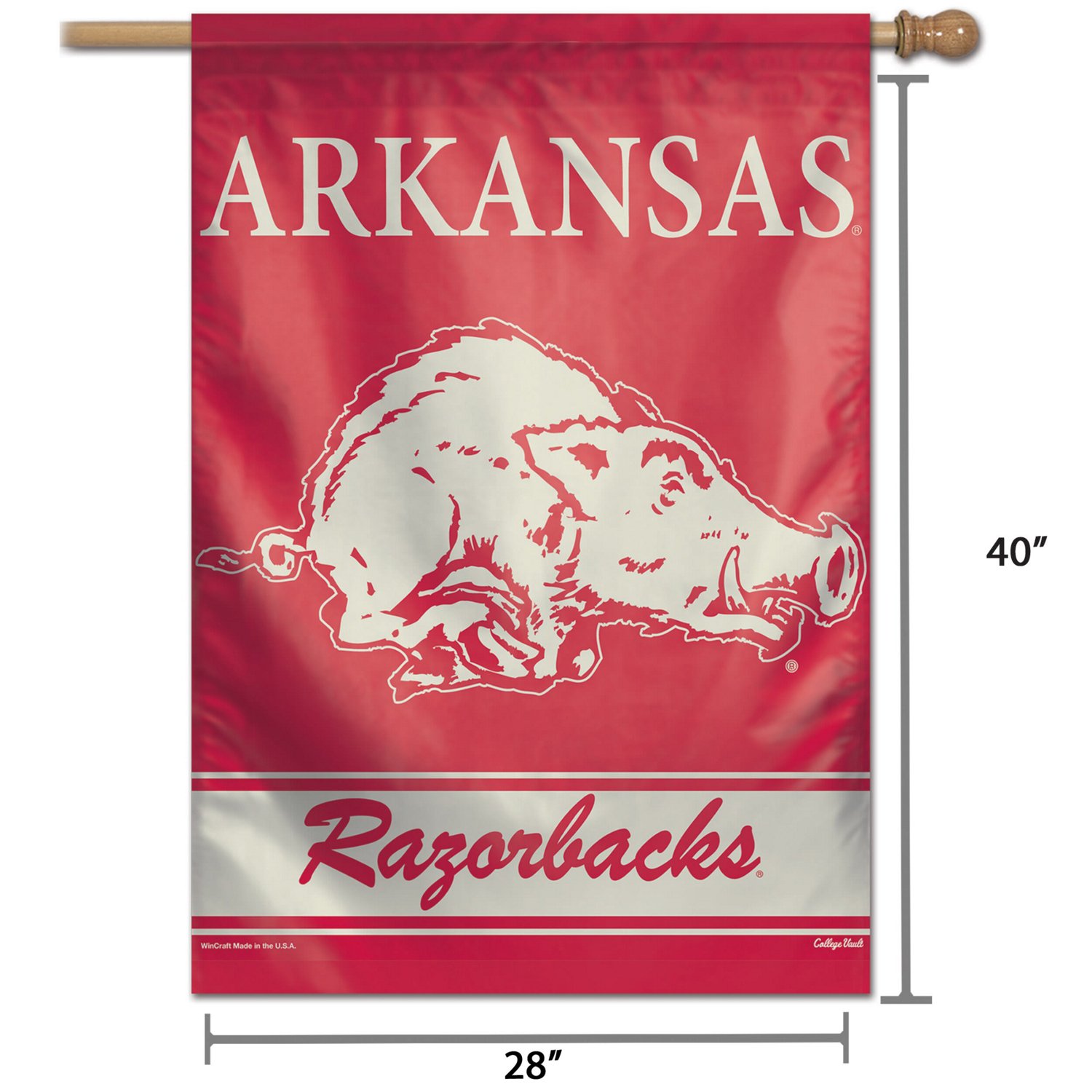 WinCraft Arkansas Razorbacks 28" x 40" College Vault Single-Sided Vertical Banner