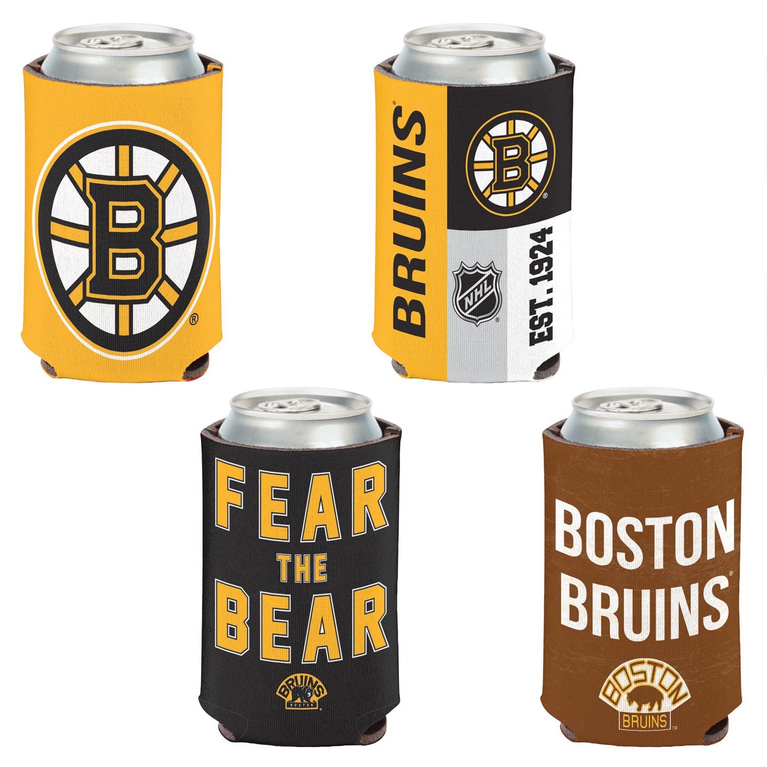 WinCraft Boston Bruins 4-Pack 12oz Can Cooler Set