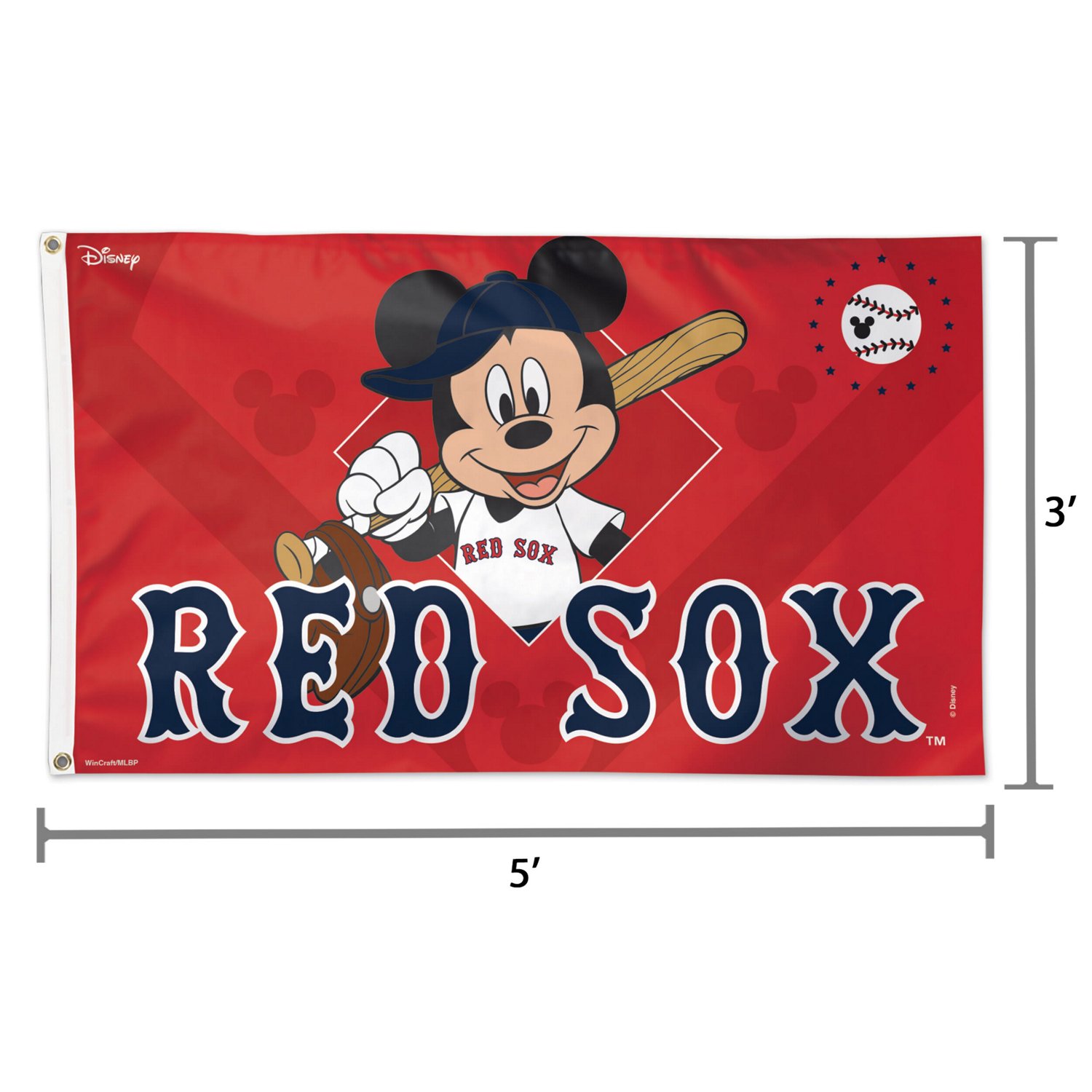WinCraft Boston Sox Single-Sided 3' x 5' Deluxe Disney Flag                                                                      - view number 2