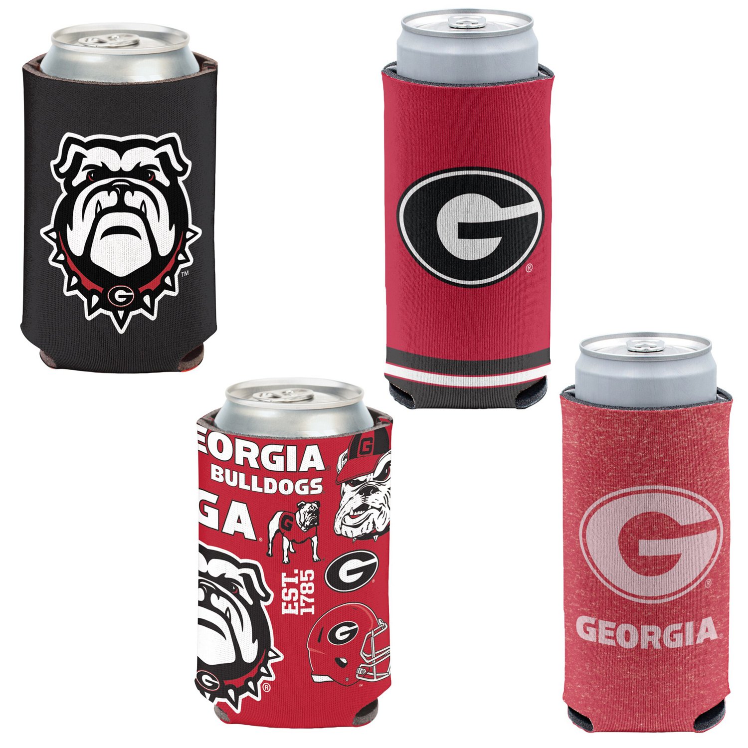 WinCraft Georgia Bulldogs 4-Pack 12oz Can  Slim Can Cooler Set