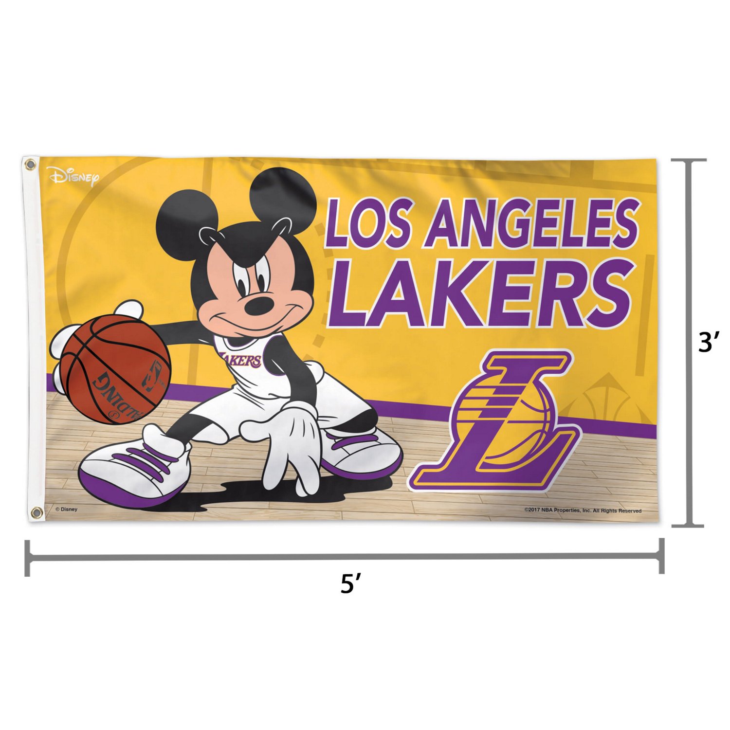 WinCraft Los Angeles Lakers Single-Sided 3' x 5' Deluxe Disney Flag - view number 2
