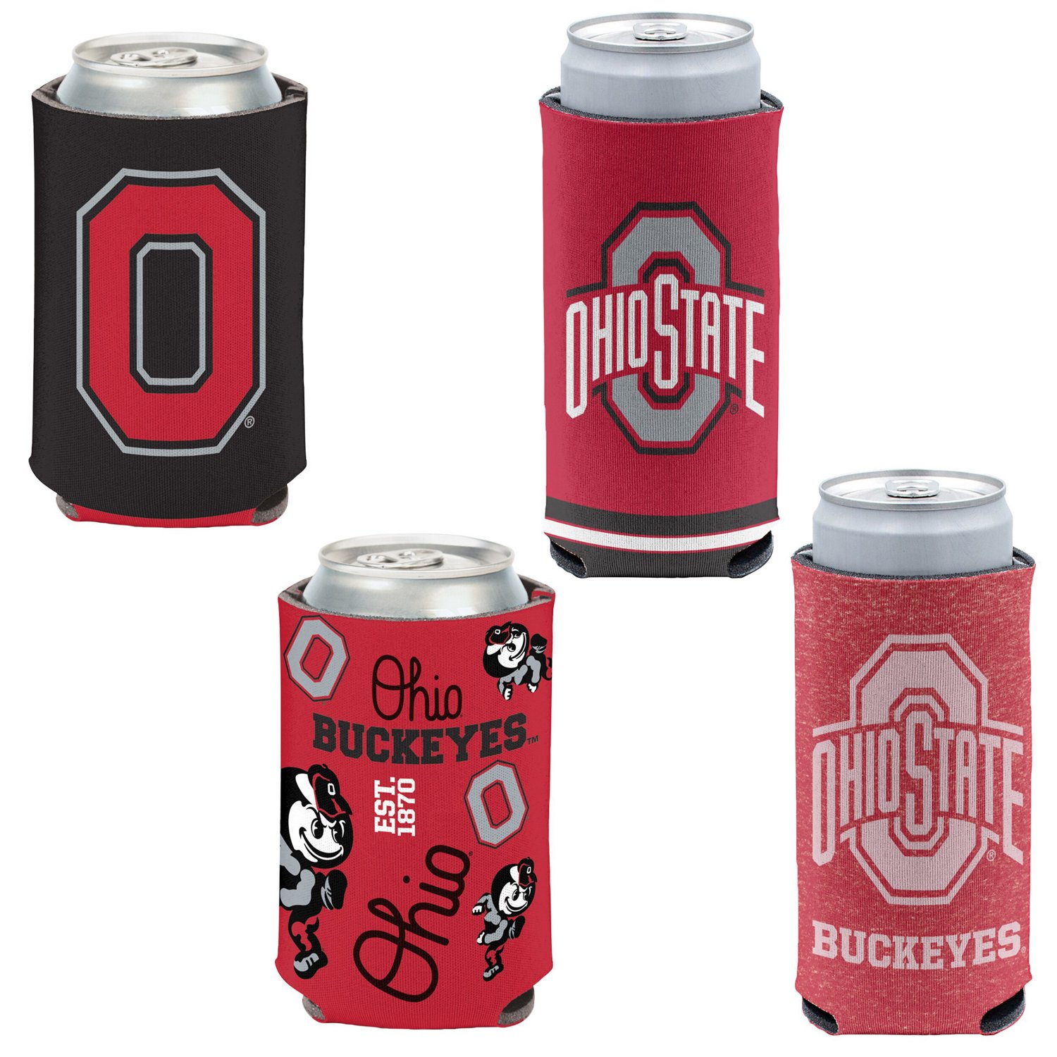 WinCraft Ohio State Buckeyes 4-Pack 12oz Can  Slim Can Cooler Set
