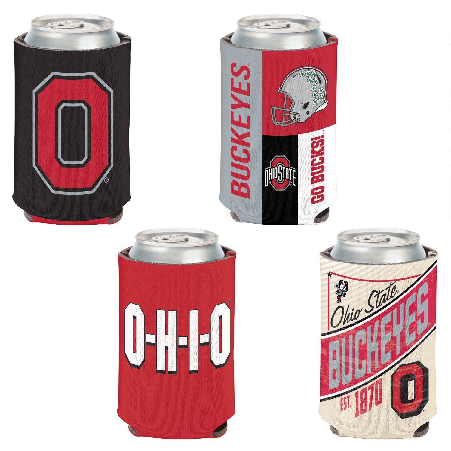 WinCraft Ohio State Buckeyes 4-Pack 12oz Can Cooler Set