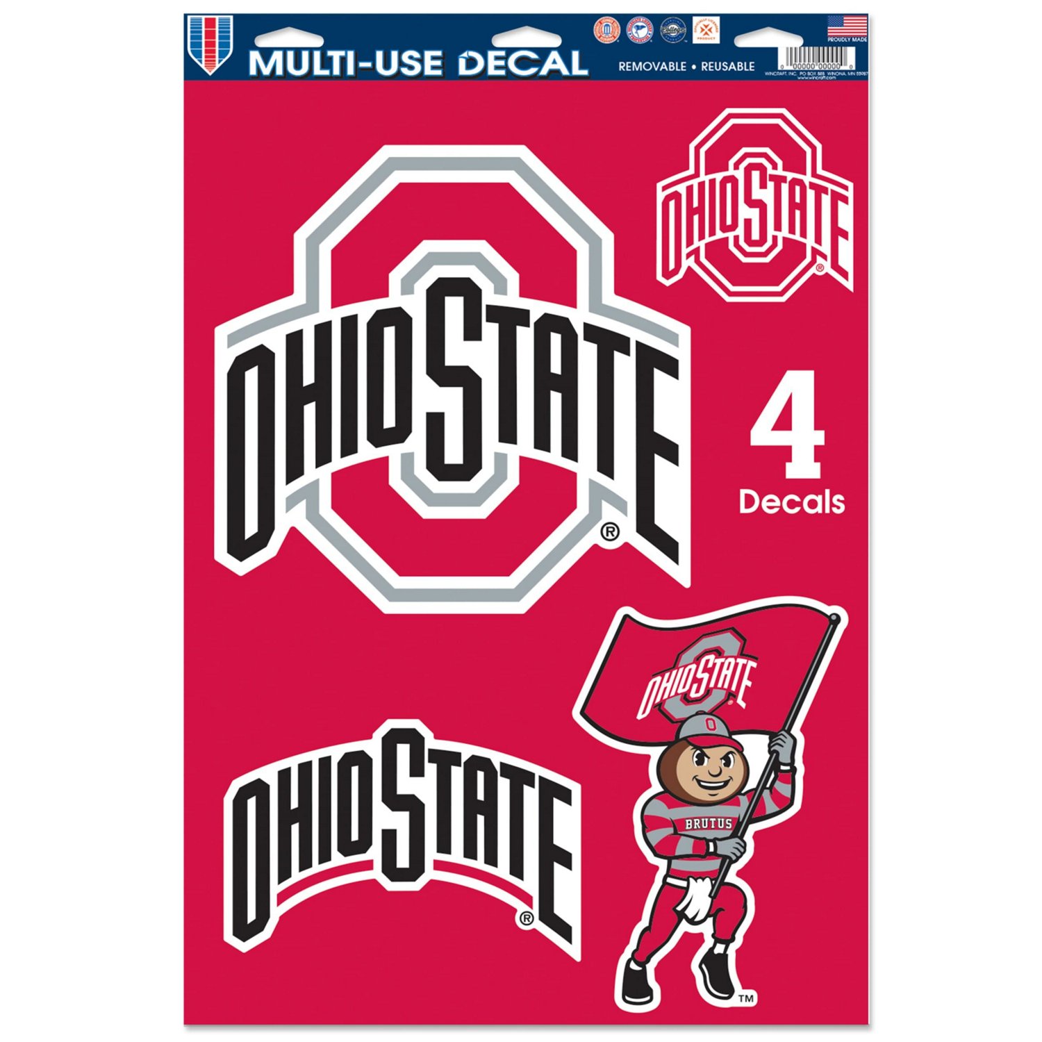 WinCraft Ohio State Buckeyes Primary 11'' x 17'' Multi-Use Decal Sheet